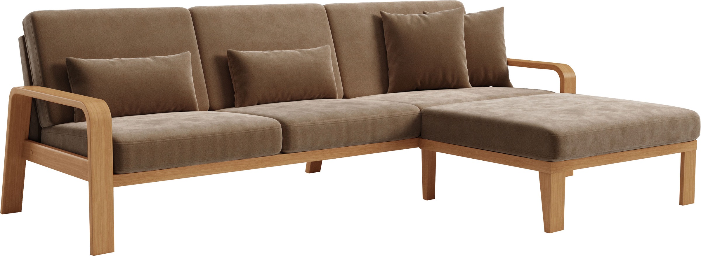 sit&more Ecksofa »Kolding L-Form« Armlehnen aus eichefarbigem Buchenholz, verschiedene Bezüge und Farben