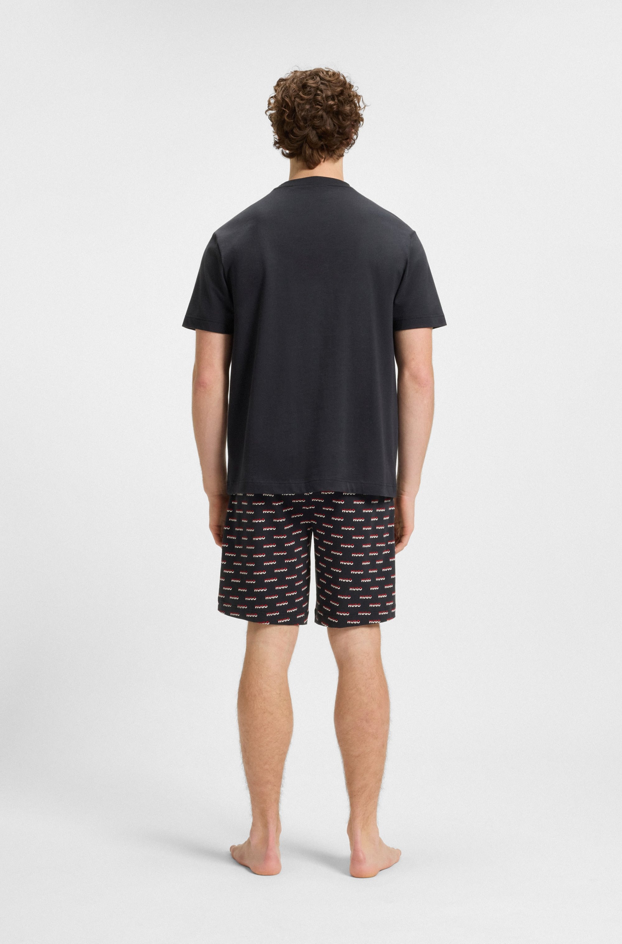 HUGO Underwear Pyjamashorts »SPLIT LOGO«, zweifarbige Logo's allover, elasticher Bund