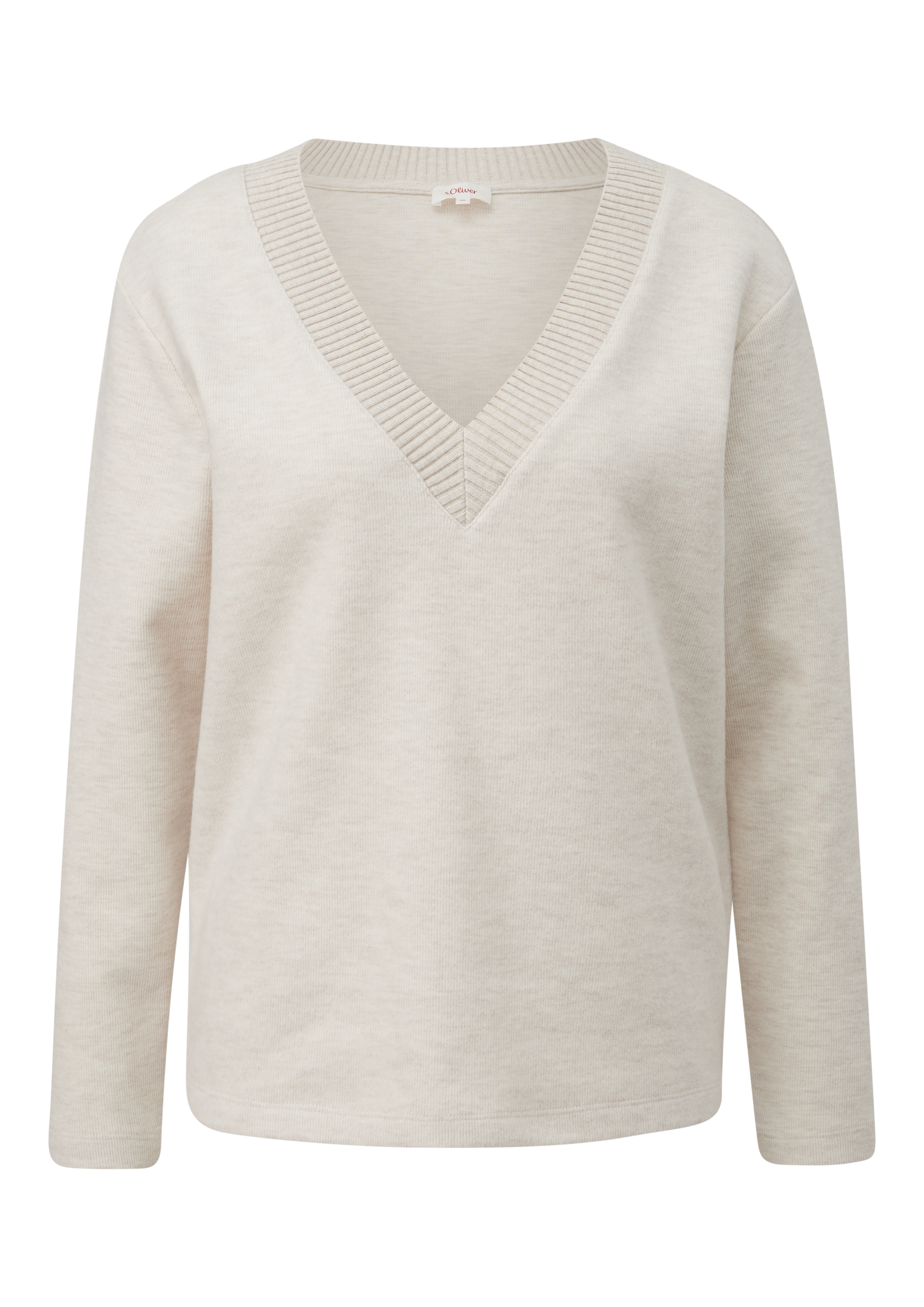 s.Oliver V-Ausschnitt-Pullover, in melierter Optik
