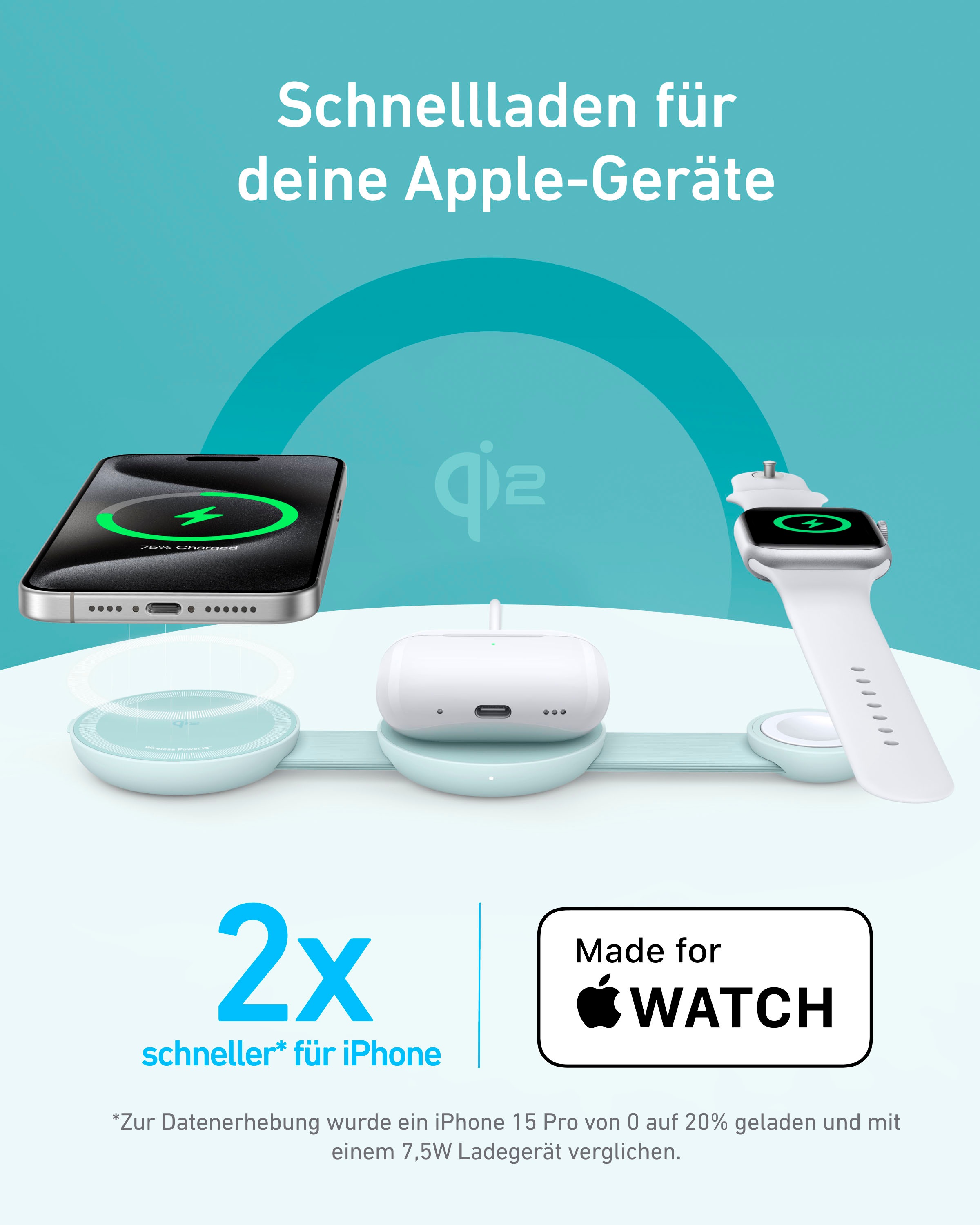 Anker Smartphone-Ladegerät »MagGo Wireless Charging Station (3-in-1, Foldable Pad)«