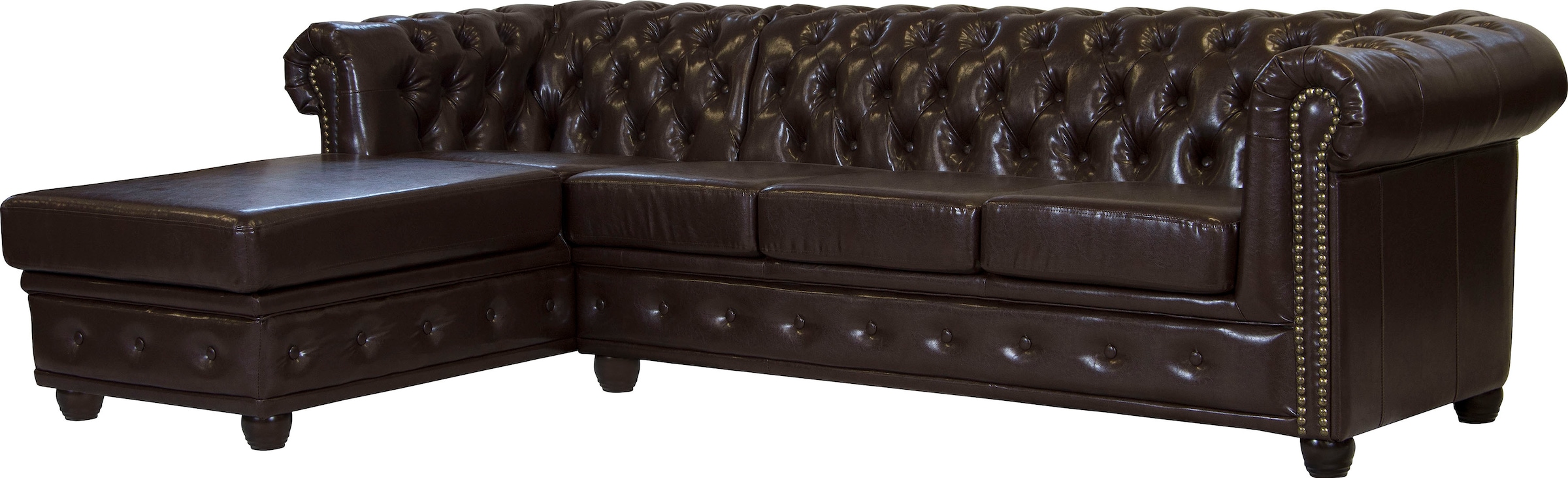 Home affaire Chesterfield-Sofa »Rysum L-Form«, Chesterfield-Optik mit Ottomanen-Abschluß