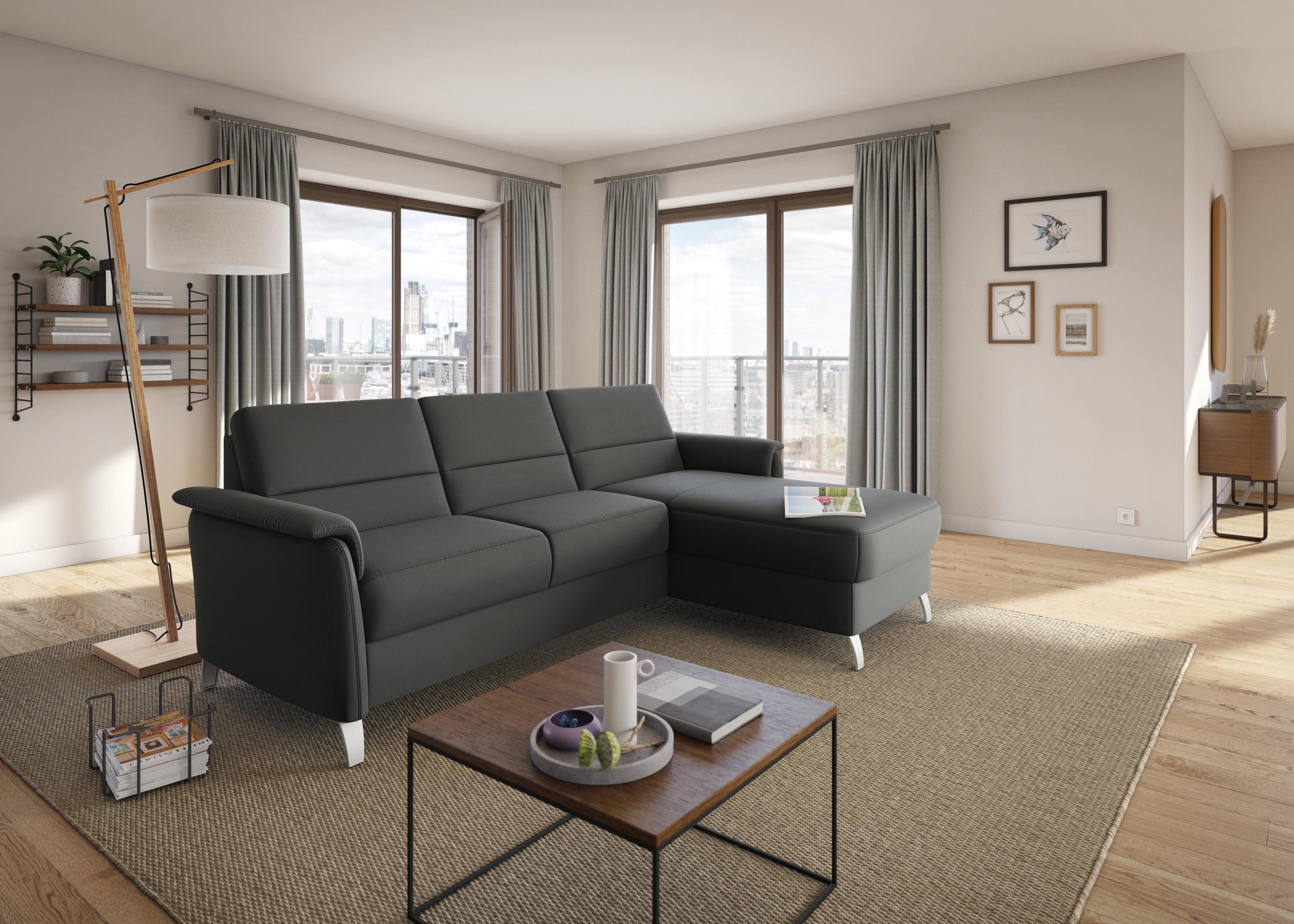 sit&more Ecksofa »Palmera L-Form«, Federkern, wahlweise mit Bettfunktion und mit/ohne Stauraum