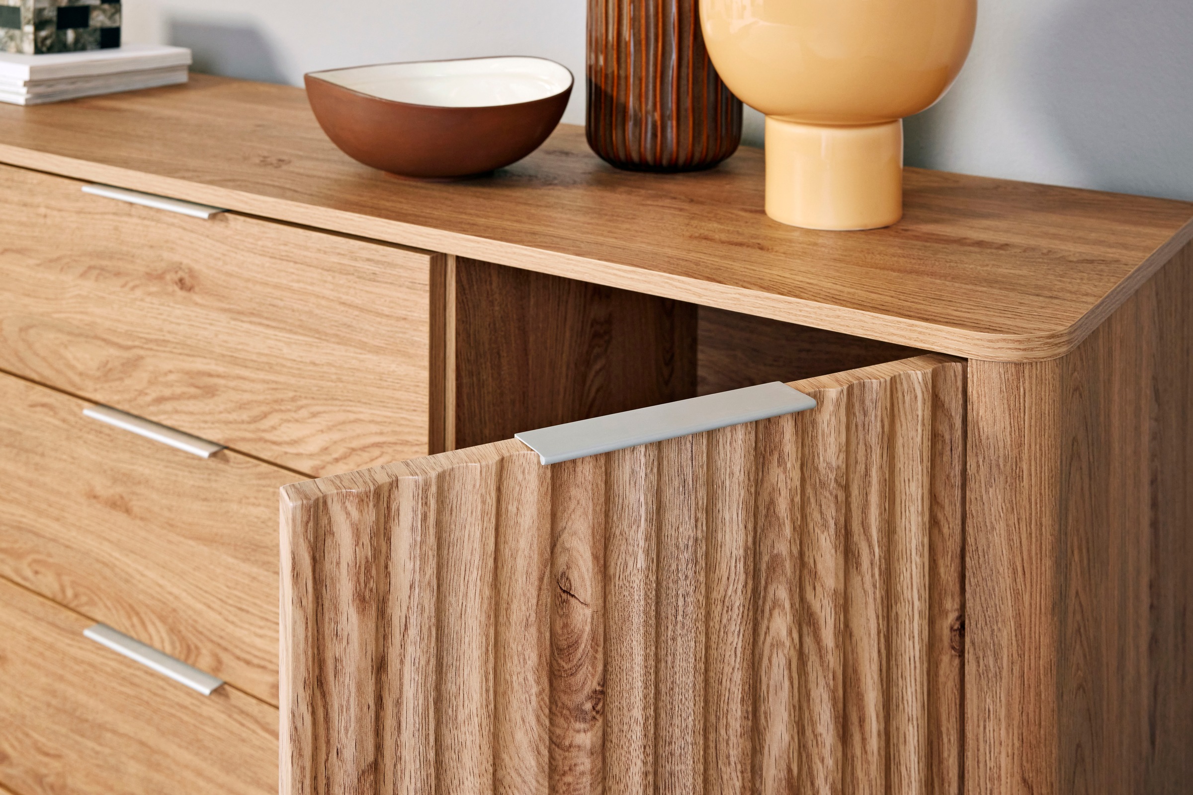 Jahnke Sideboard »WAVE SB 150«, (1 St.), Sideboard, Retro-Stil, Front in Wellendesign, Breite ca. 150 cm