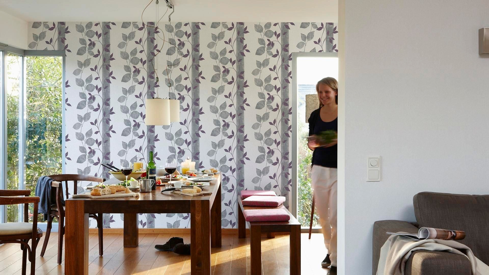 living walls Vliestapete »Paloma« floral | uni strukturiert Struktur Tapete Modern