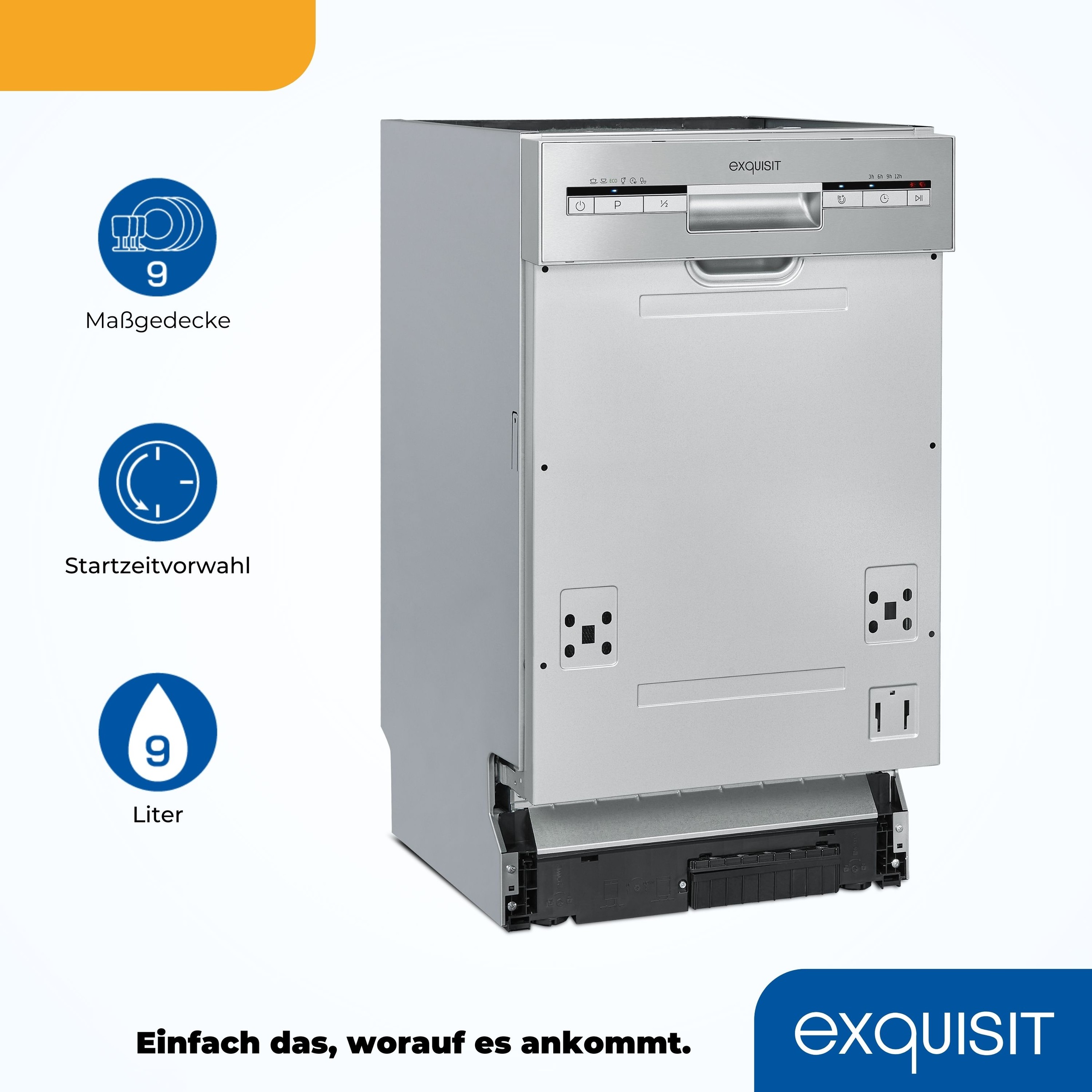 exquisit teilintegrierbarer Geschirrspüler »EGSP1009-EB-030E«, 9 Maßgedecke