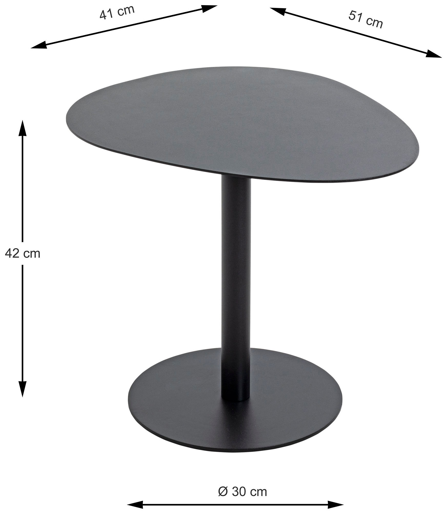 HAKU Beistelltisch »Sofatisch, Wohnzimmertisch« 1 Stk. tlg. freiform - aus Metall Schwarz B/T/H 51/41/42 cm