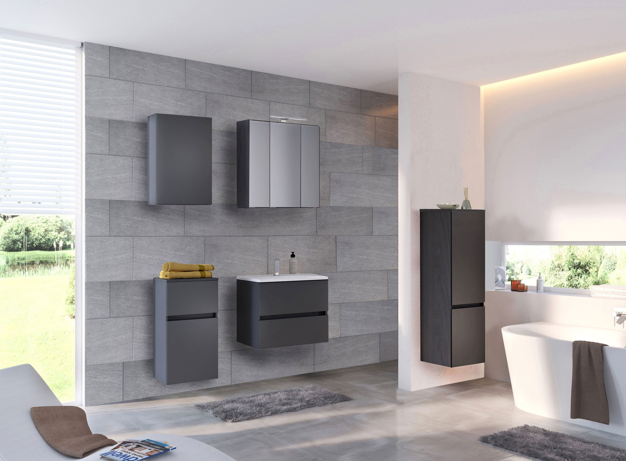 welltime Badmöbel-Set »Welltime Möbel Baabe Waschtisch-Set 3tlg. oder 5tlg. günstig online kaufen