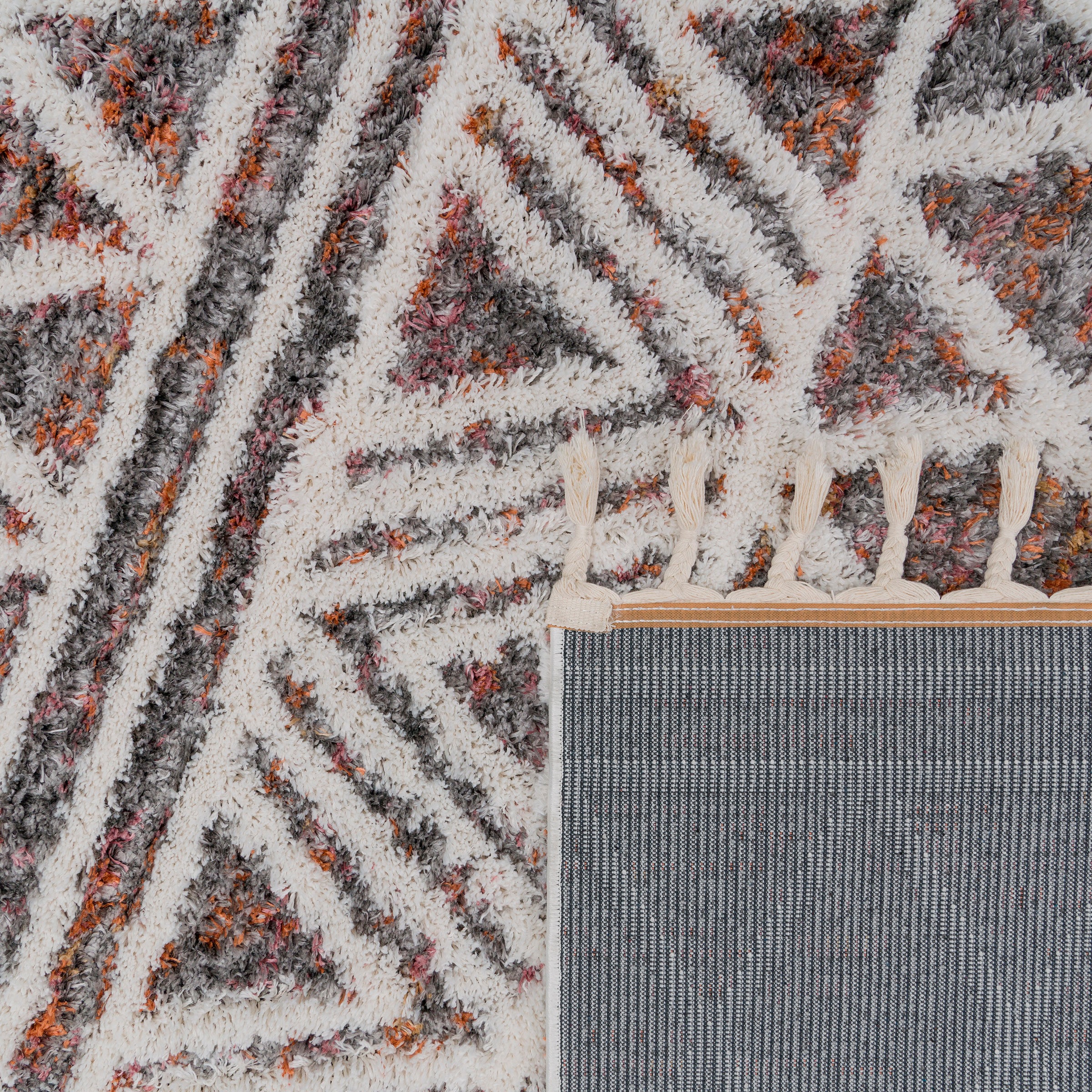 Paco Home Hochflor-Teppich »Monza 652«, rechteckig, 34 mm Höhe, meliert, Rauten Muster, 3D-Effekt, mit Fransen
