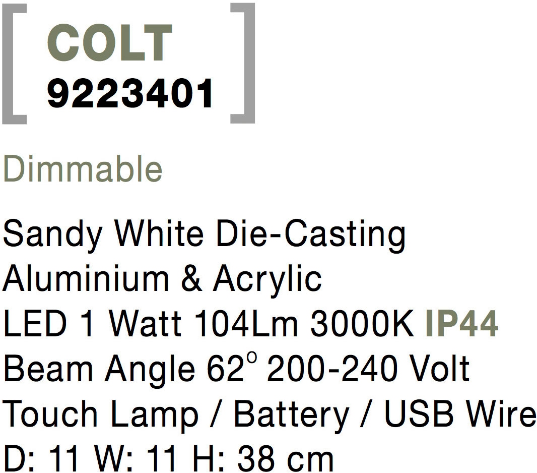 Nova Luce Außen-Tischleuchte »COLT« LED-Modul 1 Stk. Warmweiß Dimmbar
