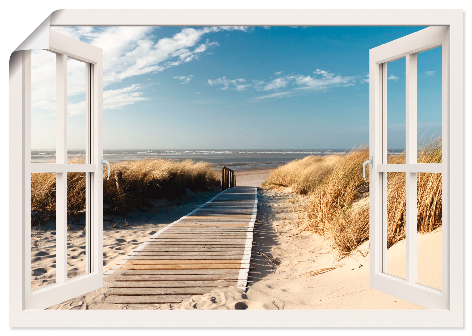 Artland Wandbild »Fensterblick Nordseestrand auf Langeoog«, Fensterblick, ( günstig online kaufen