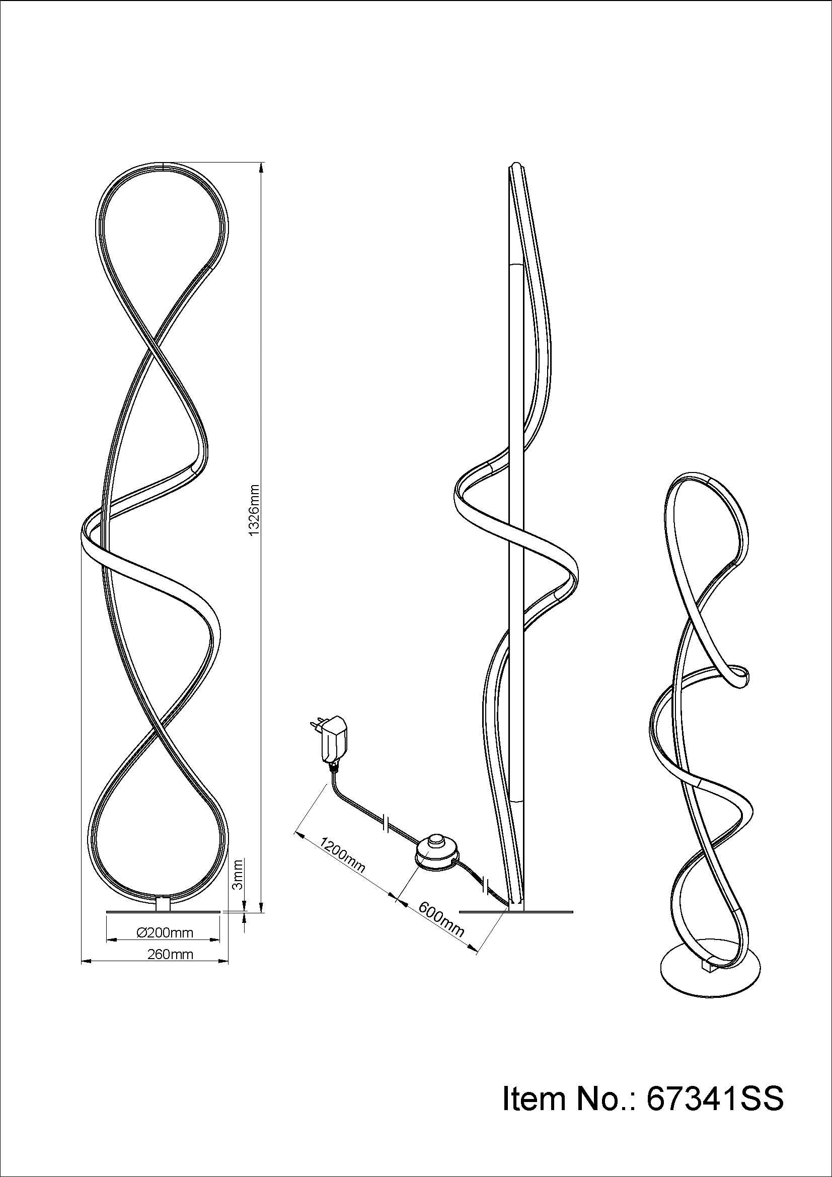 GLOBO LIGHTING Stehlampe »SWIRL« LED-Modul 1 Stk. Warmweiß Stehlampe Wohnzimmer Schlafzimmer Flur Design-Leuchte
