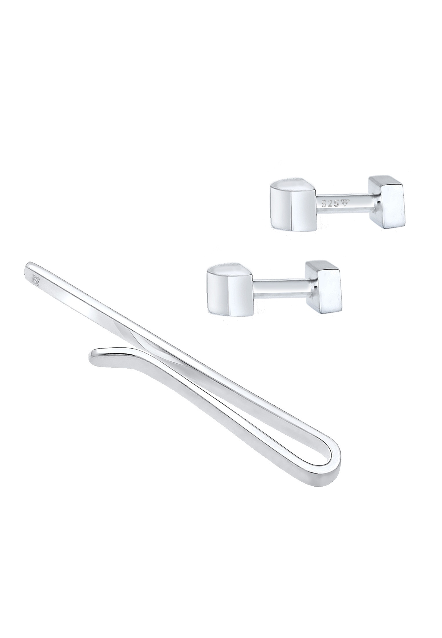 Kuzzoi Krawattennadel Set »Krawattennadel Manschettenknöpfe Basic 925 Silber«