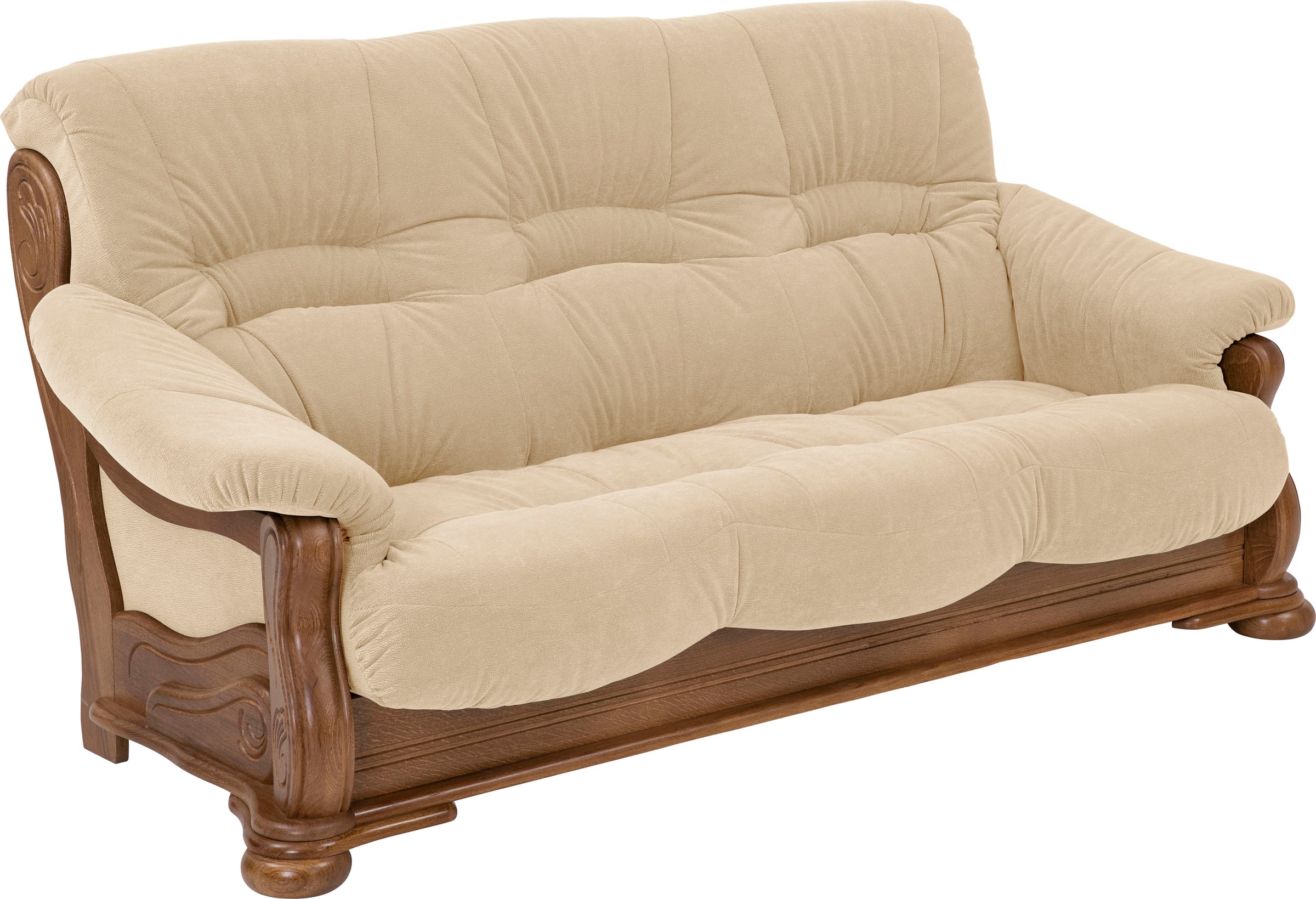 Max Winzer® 3-Sitzer »Texas mit aufwendig gefrästen Ornamenten im Eichenholzgestell«, bequemer Retro Klassiker, kompakte Stellmaße, Breite 202 cm