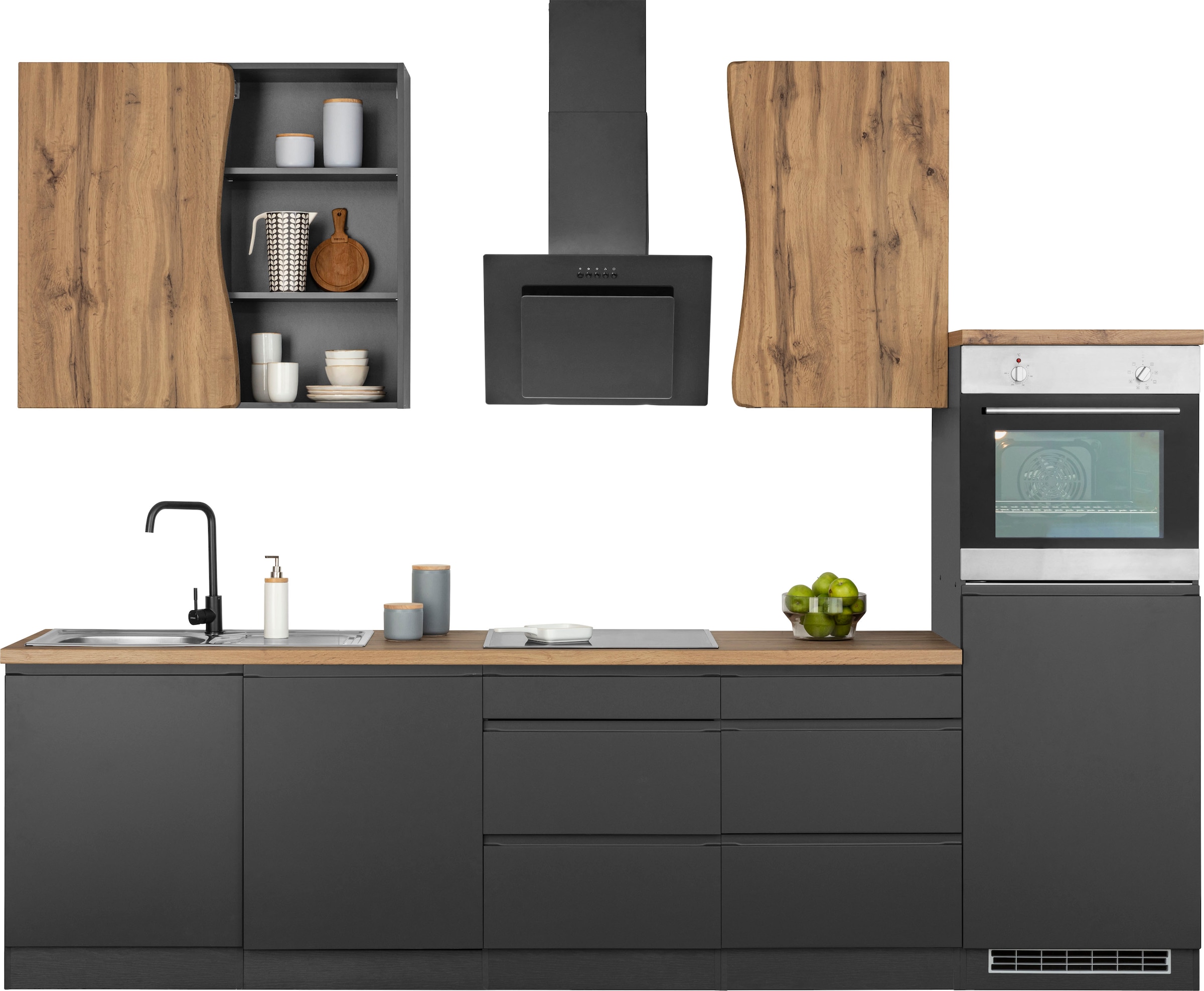 KOCHSTATION Küchenzeile »KS-Bruneck« 300cm breit, ohne E-Geräte, hochwertig günstig online kaufen