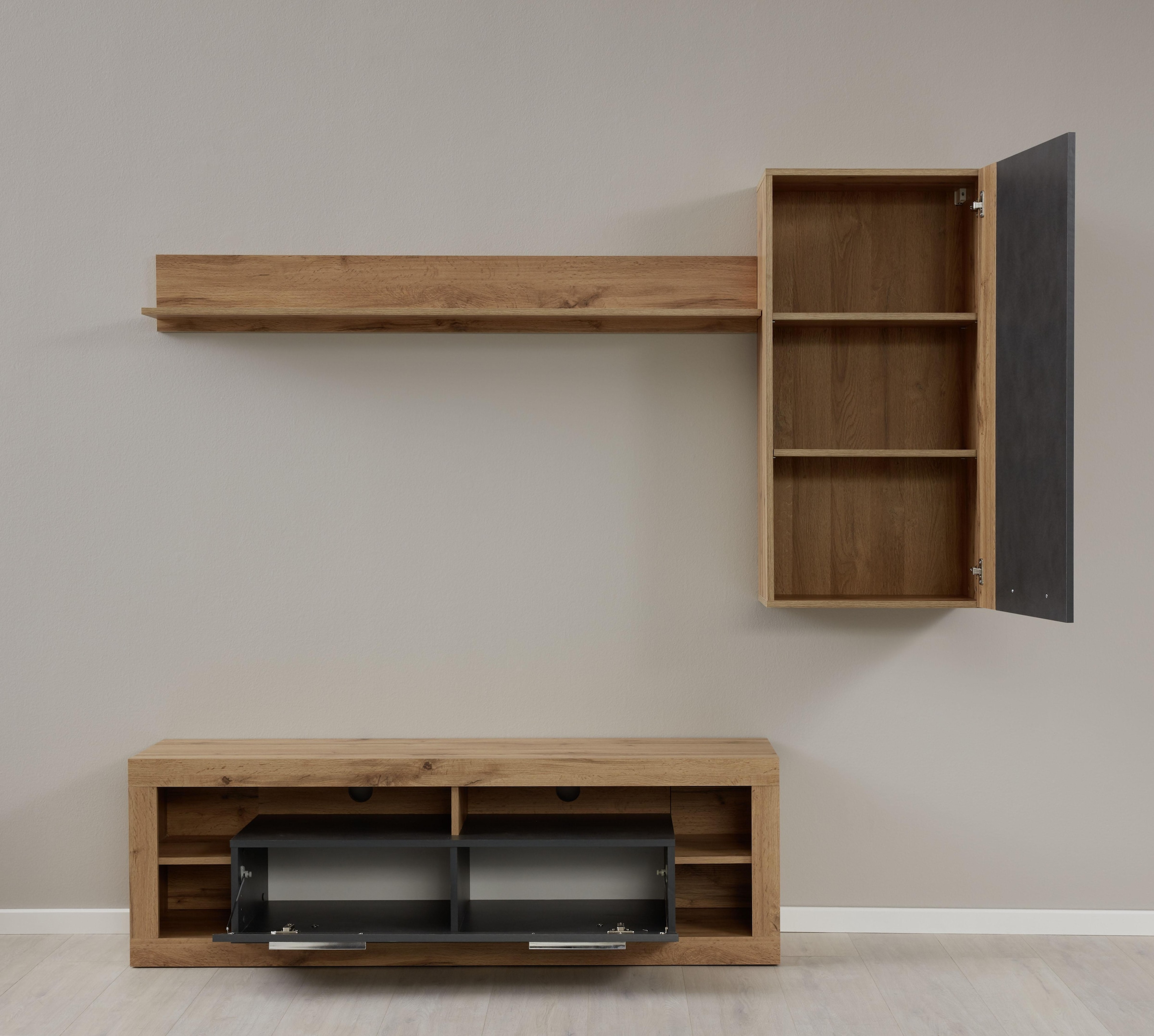 INOSIGN Hängevitrine »Gwendolyn«, Hängeschrank fürs Wohnzimmer mit 3 Fächern - (B/T/H) 52/31/103 cm