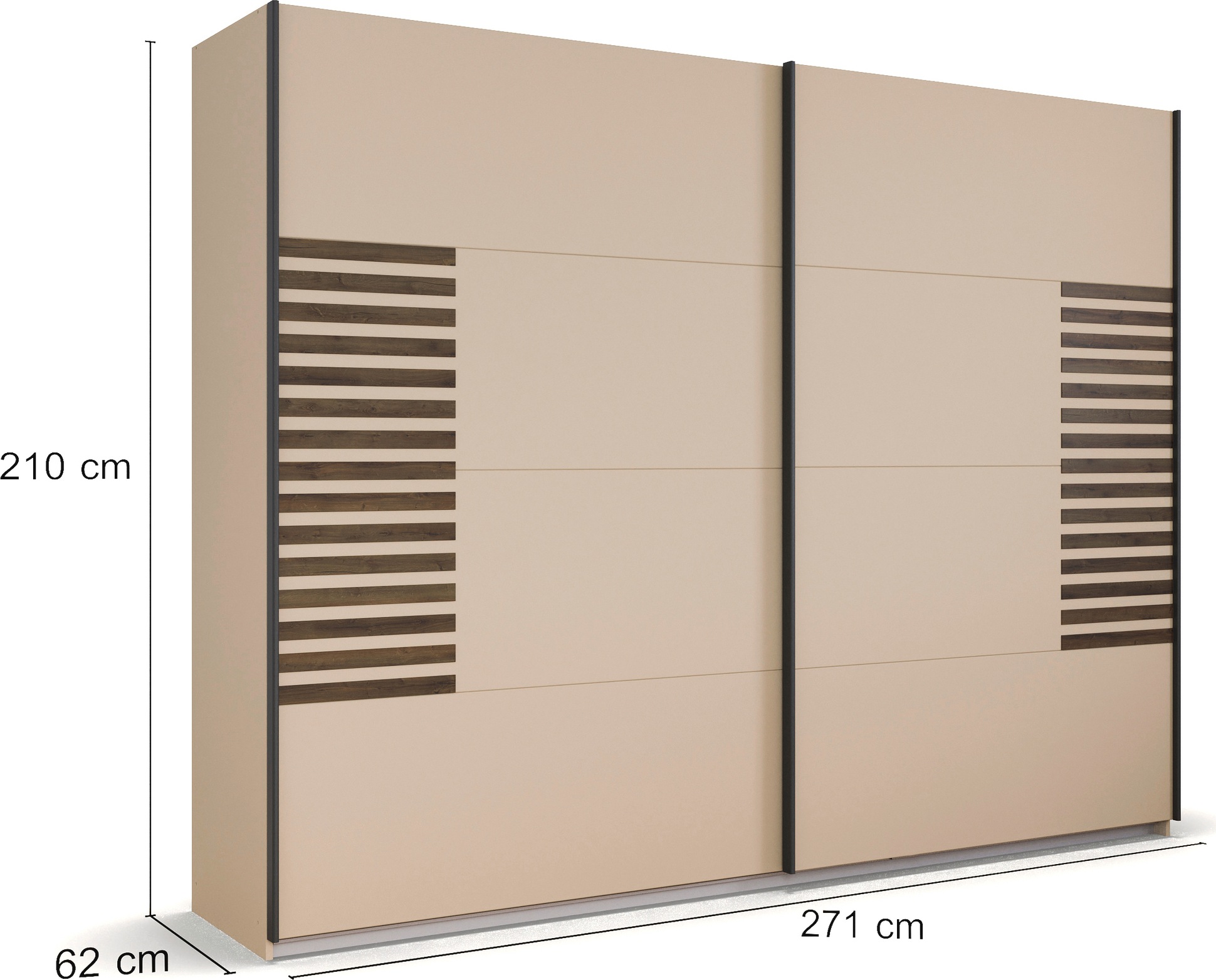 rauch Schwebetürenschrank »Kleiderschrank Schrank Garderobe Schlafzimmerschrank BAREA«, Front mit Auflage in moderner Lamellen-Optik MADE IN GERMANY
