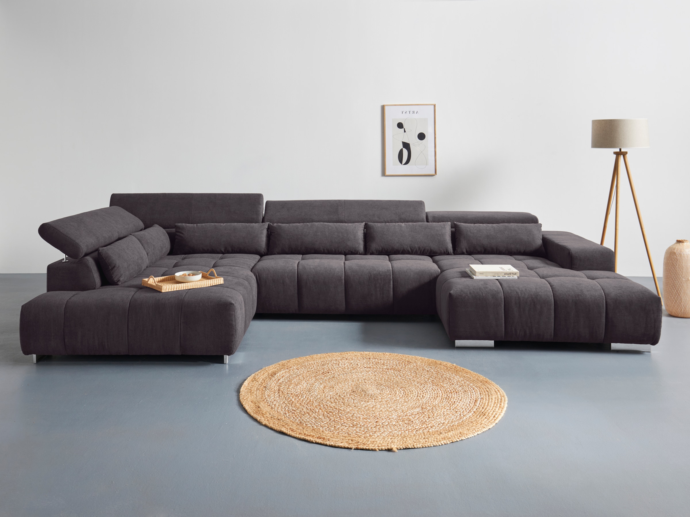 COTTA Wohnlandschaft "Orion U-Form", mit Kopfteilverstellung & 6 Nierenkiss günstig online kaufen