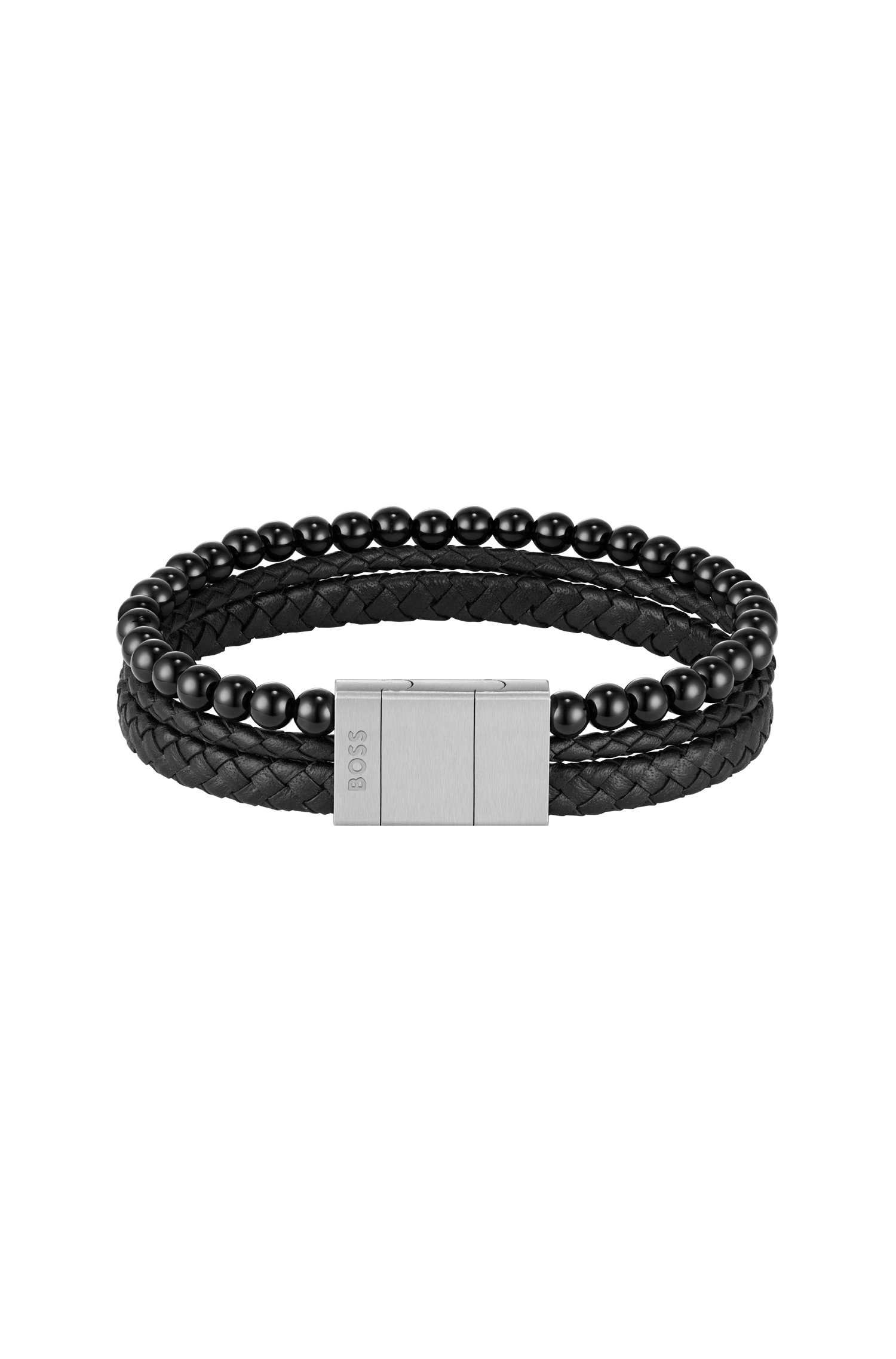 BOSS Lederarmband »SPHERE MIXED« mit Onyx oder Tigerauge