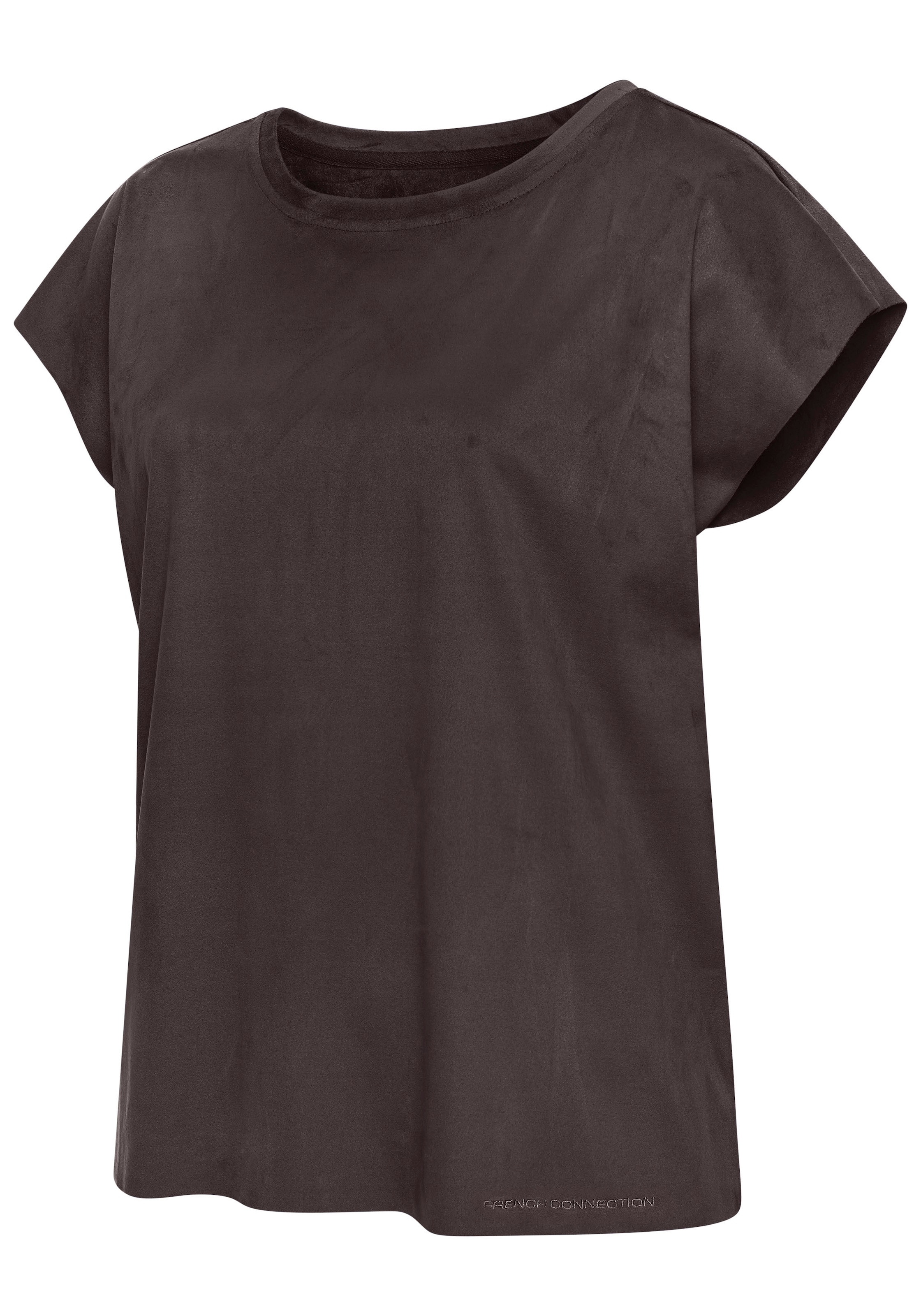 French Connection T-Shirt aus Veloursleder-Imitat mit kleiner Stickerei, Loungewear