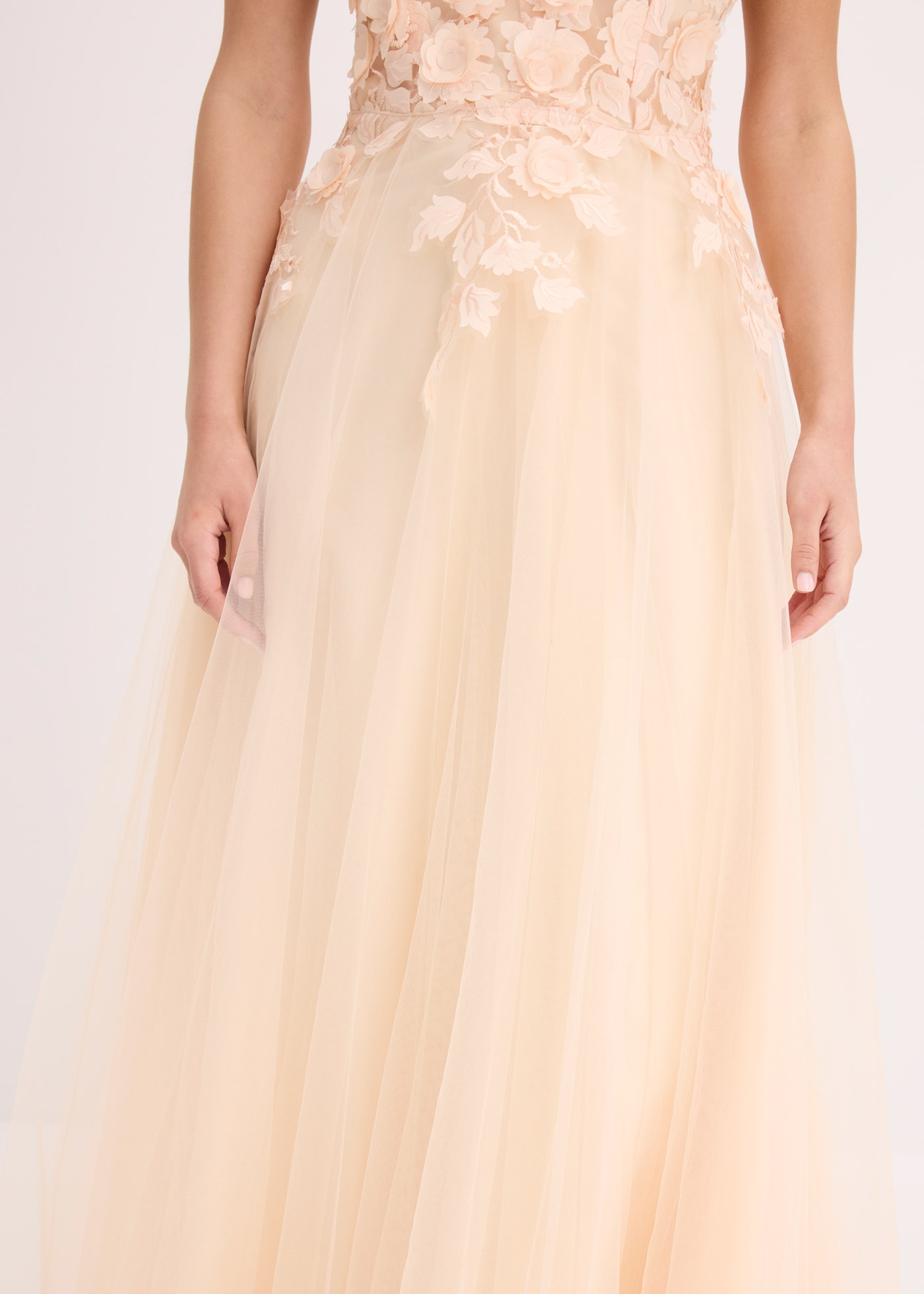bonprix Maxikleid für festliche Anlässe, aus Tüll mit floraler Applikation, Maxi-Länge