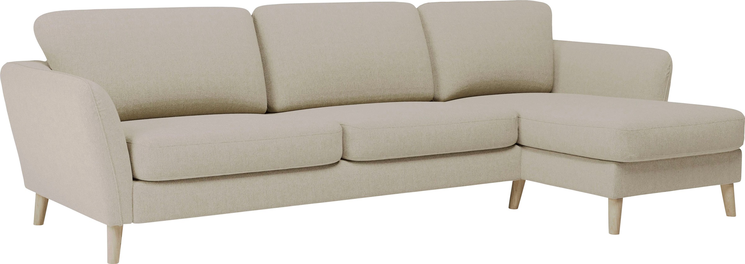 Home affaire Ecksofa »MARSEILLE (279/152cm),L-Form, Rec. rechts/links, verschiedene Bezüge«, Massivholzbeine Eiche, Landhausstil, Wellenunterfederung