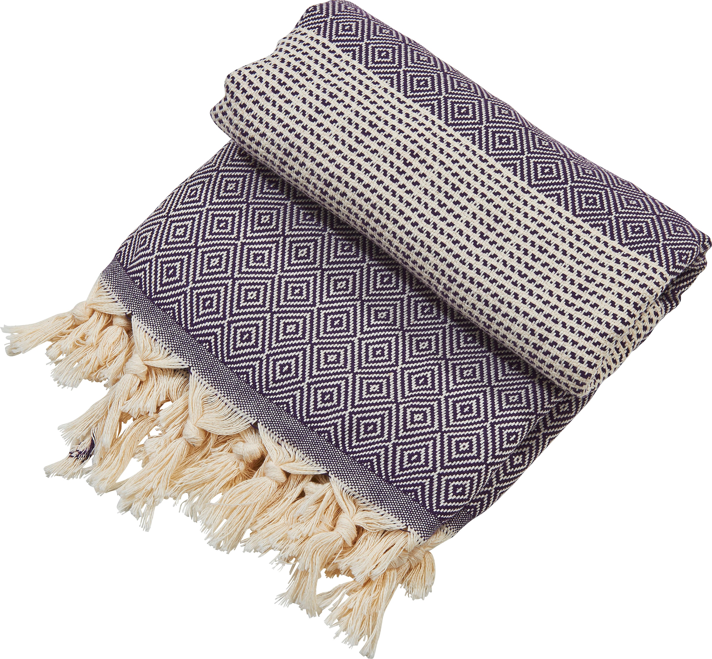 done.® Plaid »Lounge Diamond«, Leichtes Plaid mit geknoteten Fransen