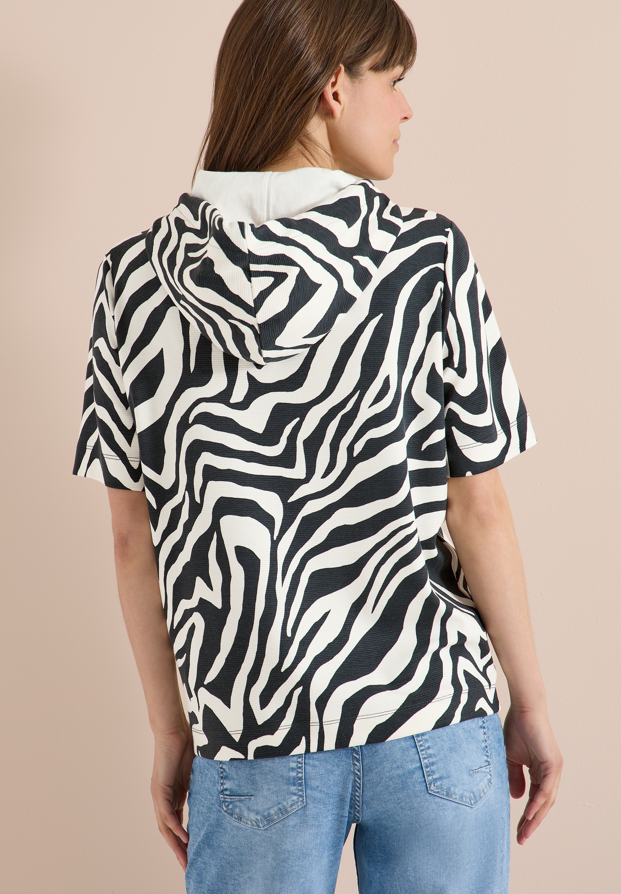 Cecil Kapuzensweatshirt , Kurzarm-Shirt mit Kapuze und Zebraprint
