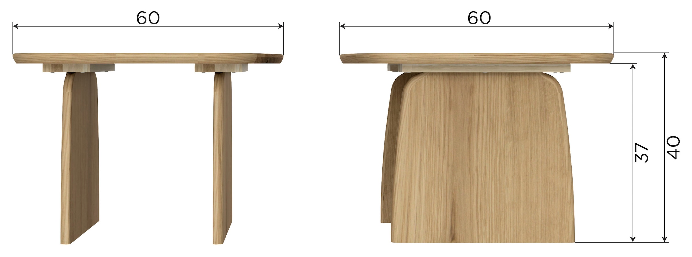WOOOD Couchtisch »Tablo mit FSC®-Mix Eichenholz und organischer Form B60 x T60 x H40 cm« Transparente Schutzlackierung, Tragkraft 50 kg, kompakte Ausführung