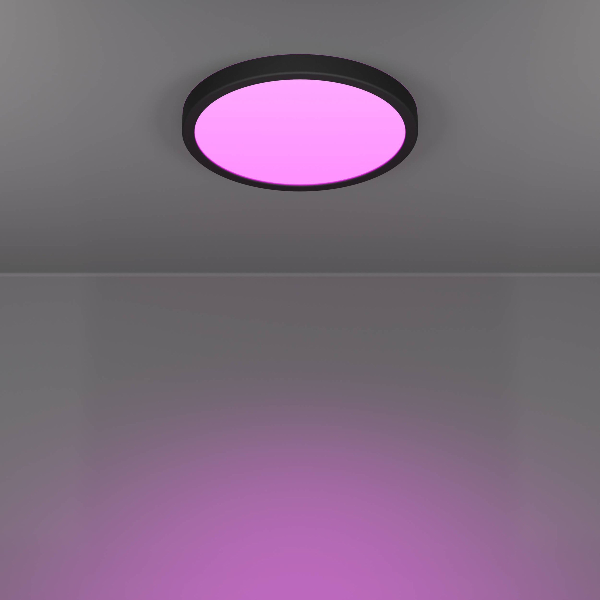 EGLO Aufbauleuchte »Fueva 6-Z Deckenlampe, ZigBee, App und Sprachsteuerung, Badlampe, IP44« LED-Modul 1 Stk. Kaltweiß | RGB Aufbauleuchte - H2,5 x Ø27,8 cm - schwarz - 14,3W inkl.