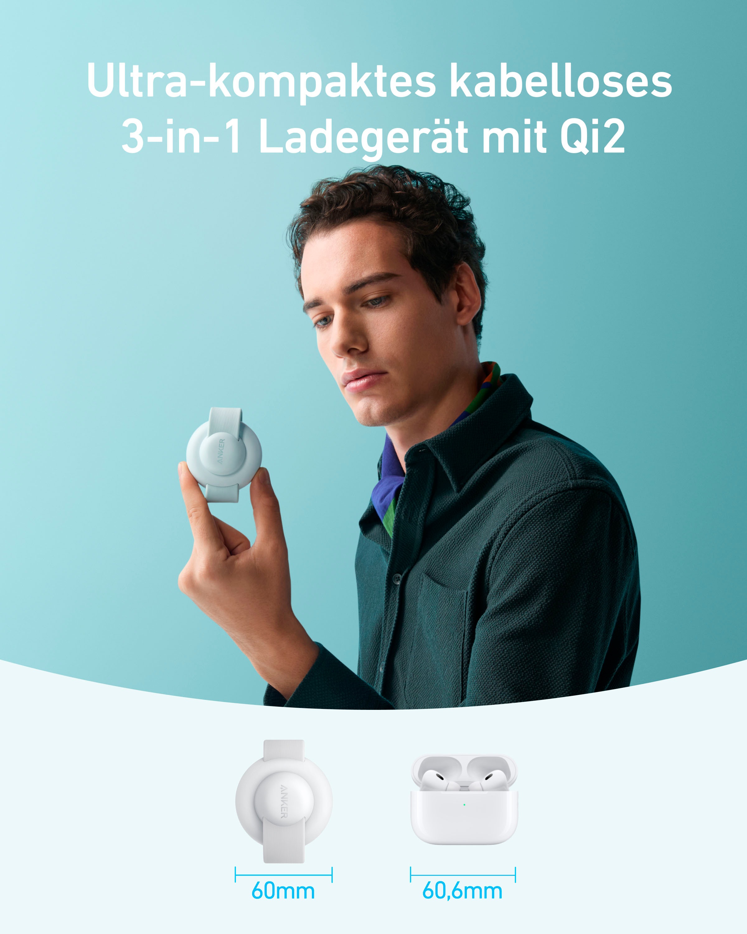 Anker Smartphone-Ladegerät »MagGo Wireless Charging Station (3-in-1, Foldable Pad)«