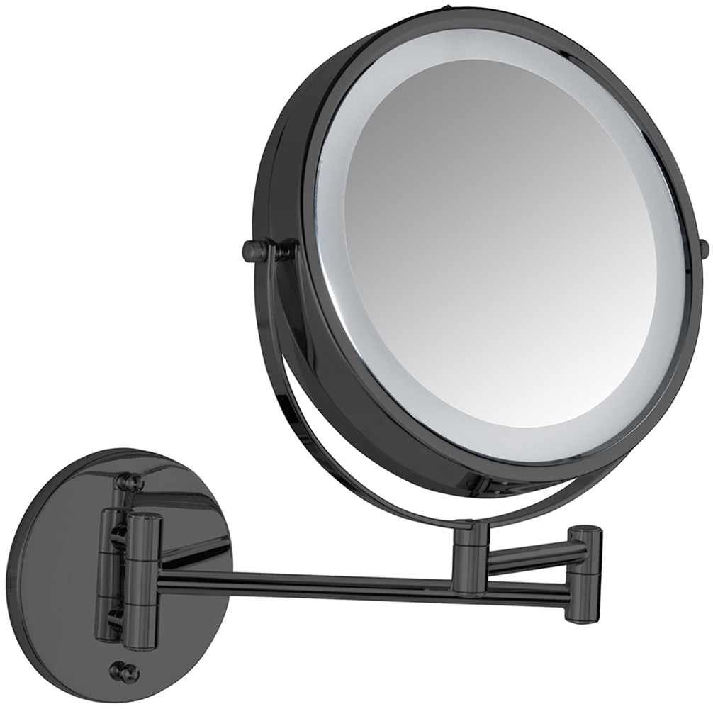 Wenko Power-Loc® LED Wandspiegel Lumi Schwarz mit 5-fach Vergrößerung günstig online kaufen