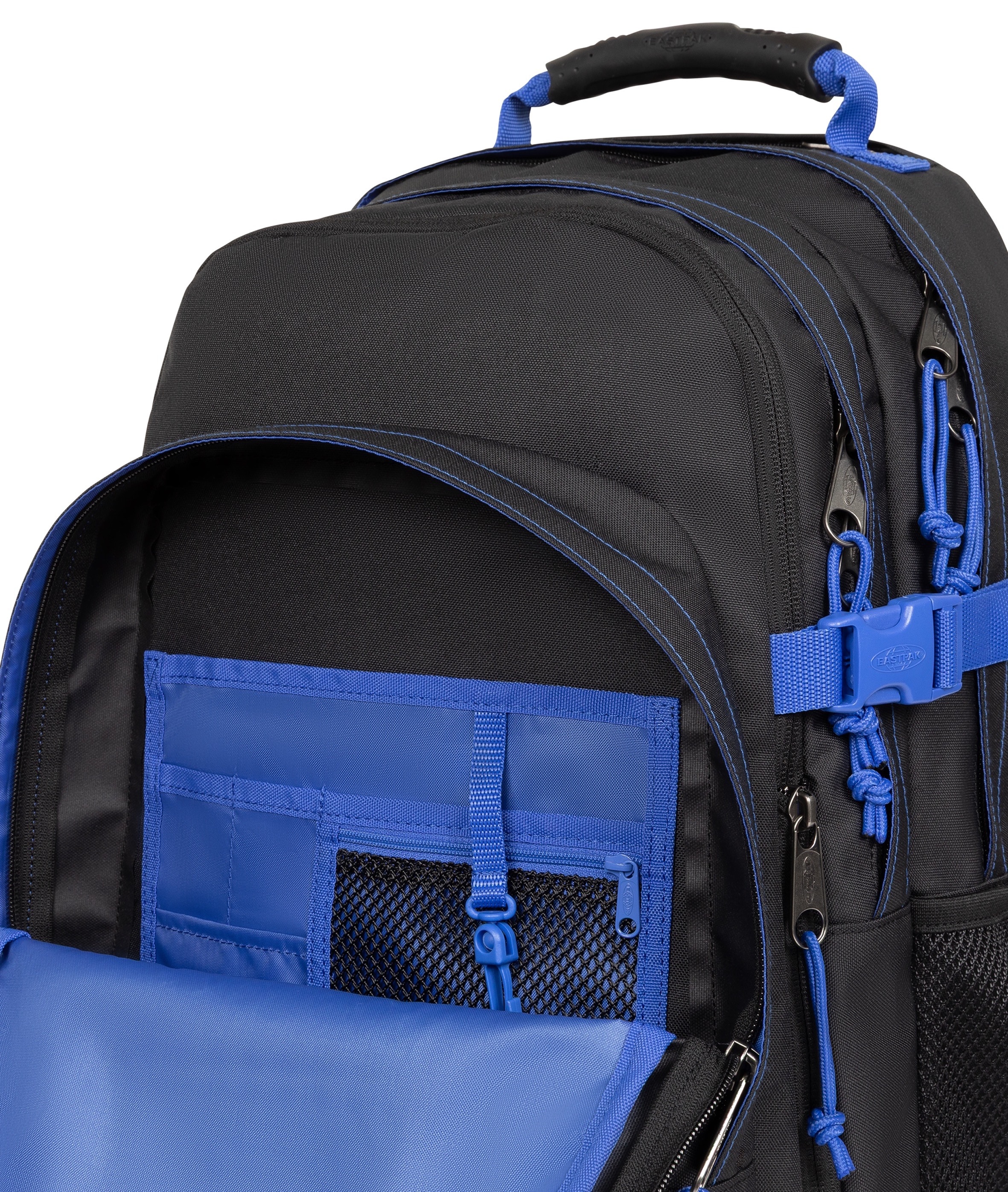 Eastpak Freizeitrucksack »TUTOR Kontrast Black Blue« Schulrucksack mit seitlichem Laptopfach
