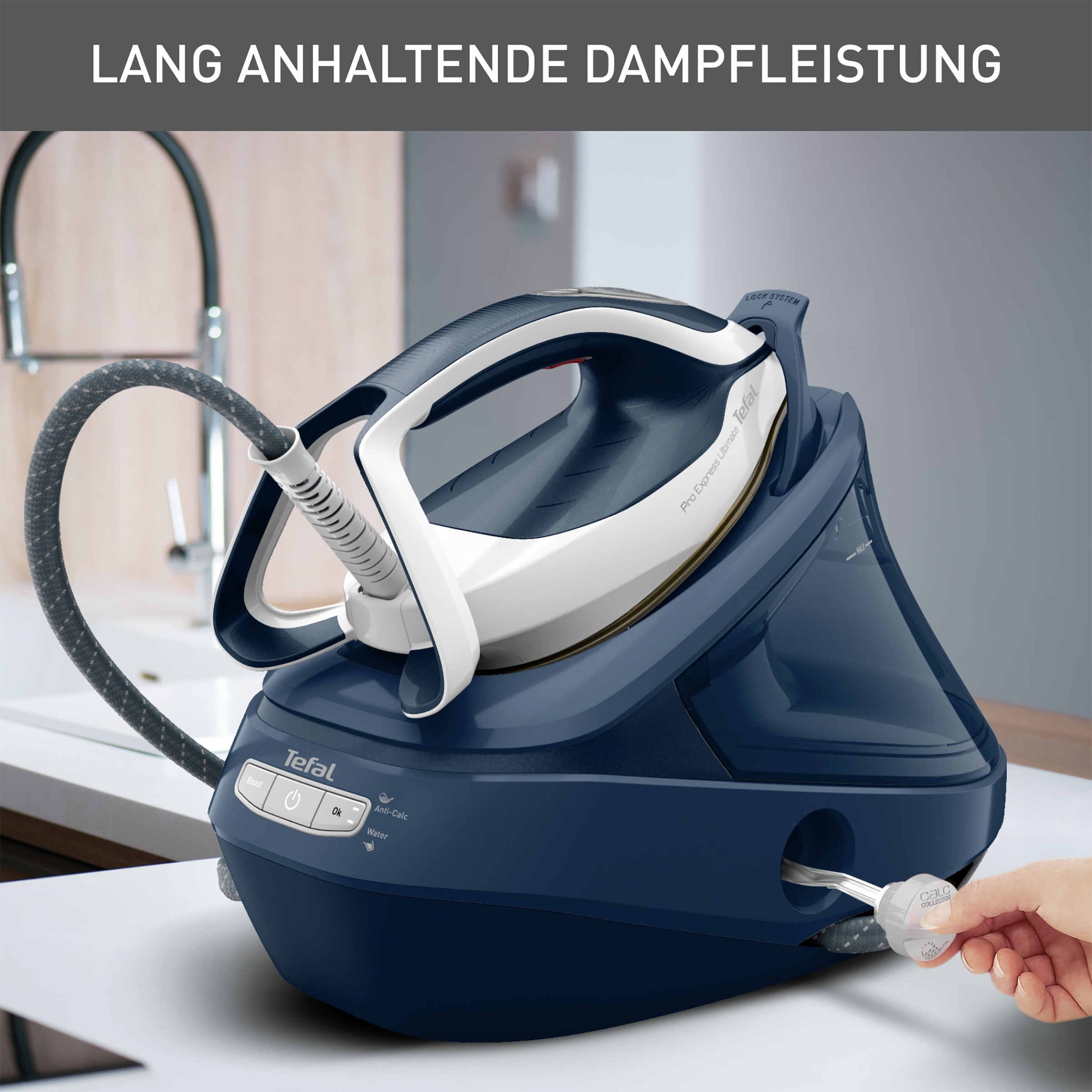Tefal Dampfbügelstation »Pro Express Ultimate, 8-Bar-Druck, abnehmbarer Kalk-Kollektor,«, konstante Dampfabgabe 170 g/Min., Dampfstoß 590 g/Min., GV9720