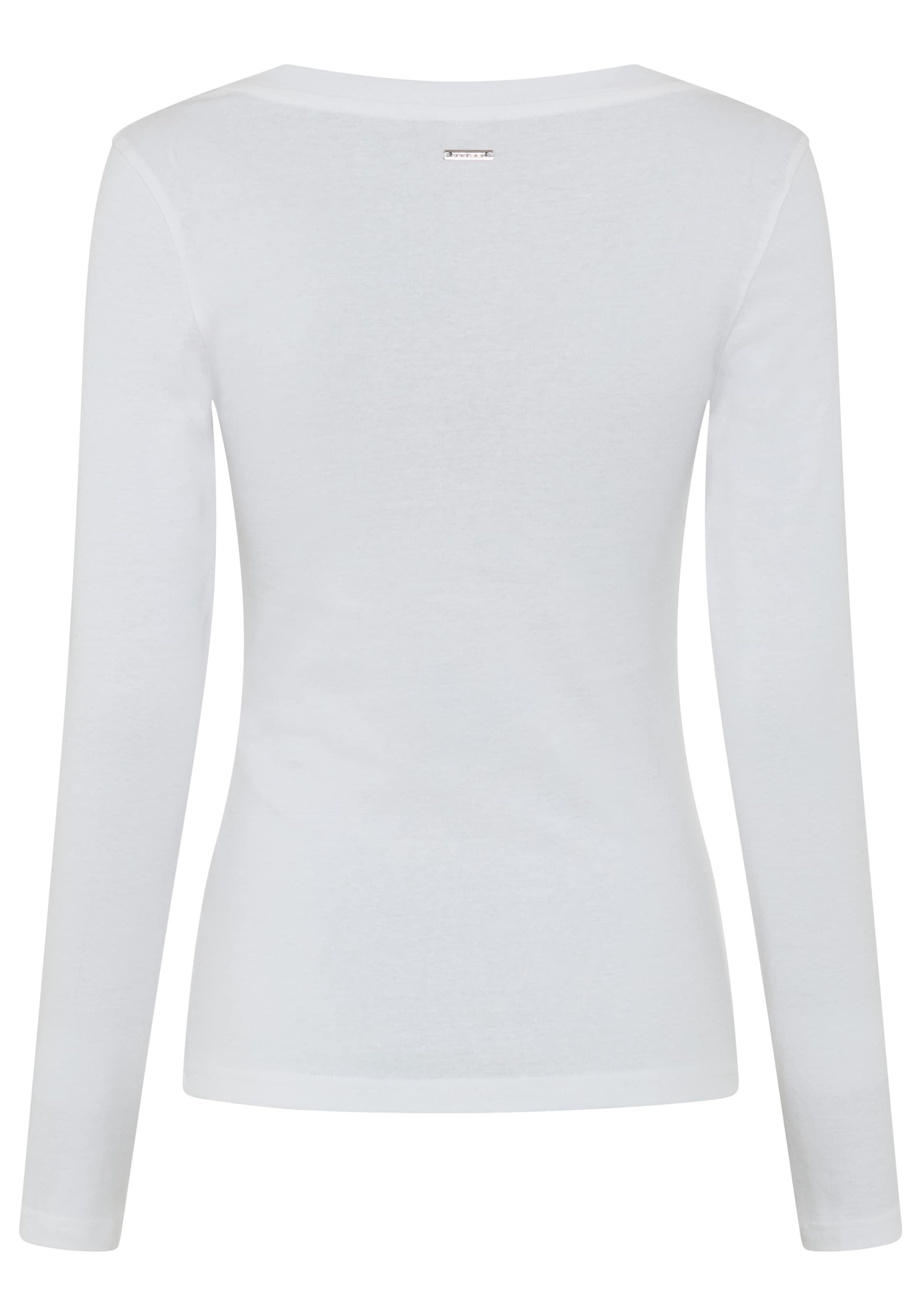 Bruno Banani Longsleeve »mit Knopf-Details« und V-Ausschnitt, Langarm, figurbetonte Passform aus Rippware