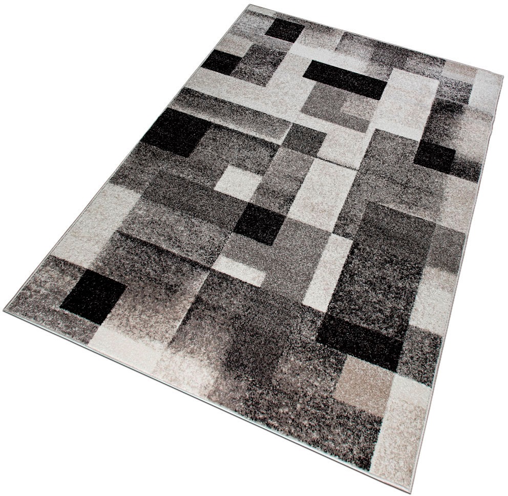 my home Teppich »Corine«, rechteckig, 9 mm Höhe, mit besonders weichem Flor, Kurzflor, modernes Karo-Design, grafisch