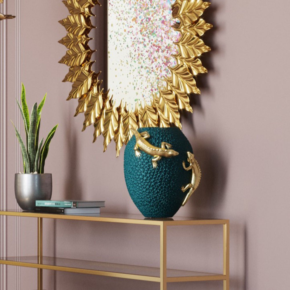 KARE Vase Chameleon Jack Fruit, grün/gold, Polyresin günstig online kaufen