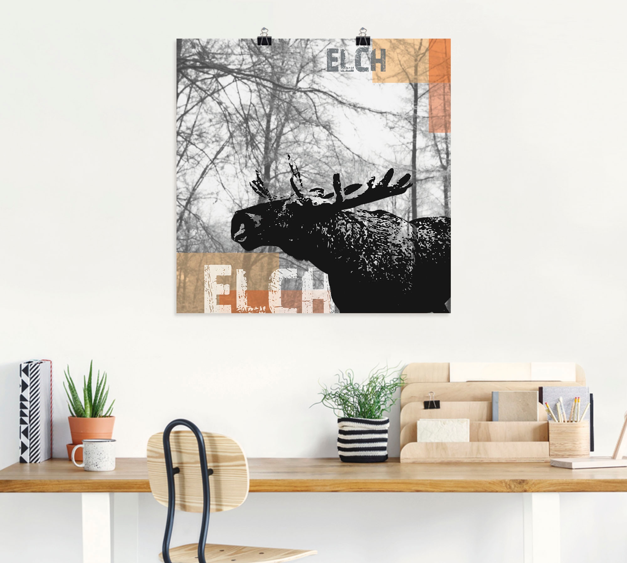Artland Poster »Elch«, Wildtiere, (1 St.), als Alubild, Leinwandbild, Wandaufkleber oder Poster in versch. Größen