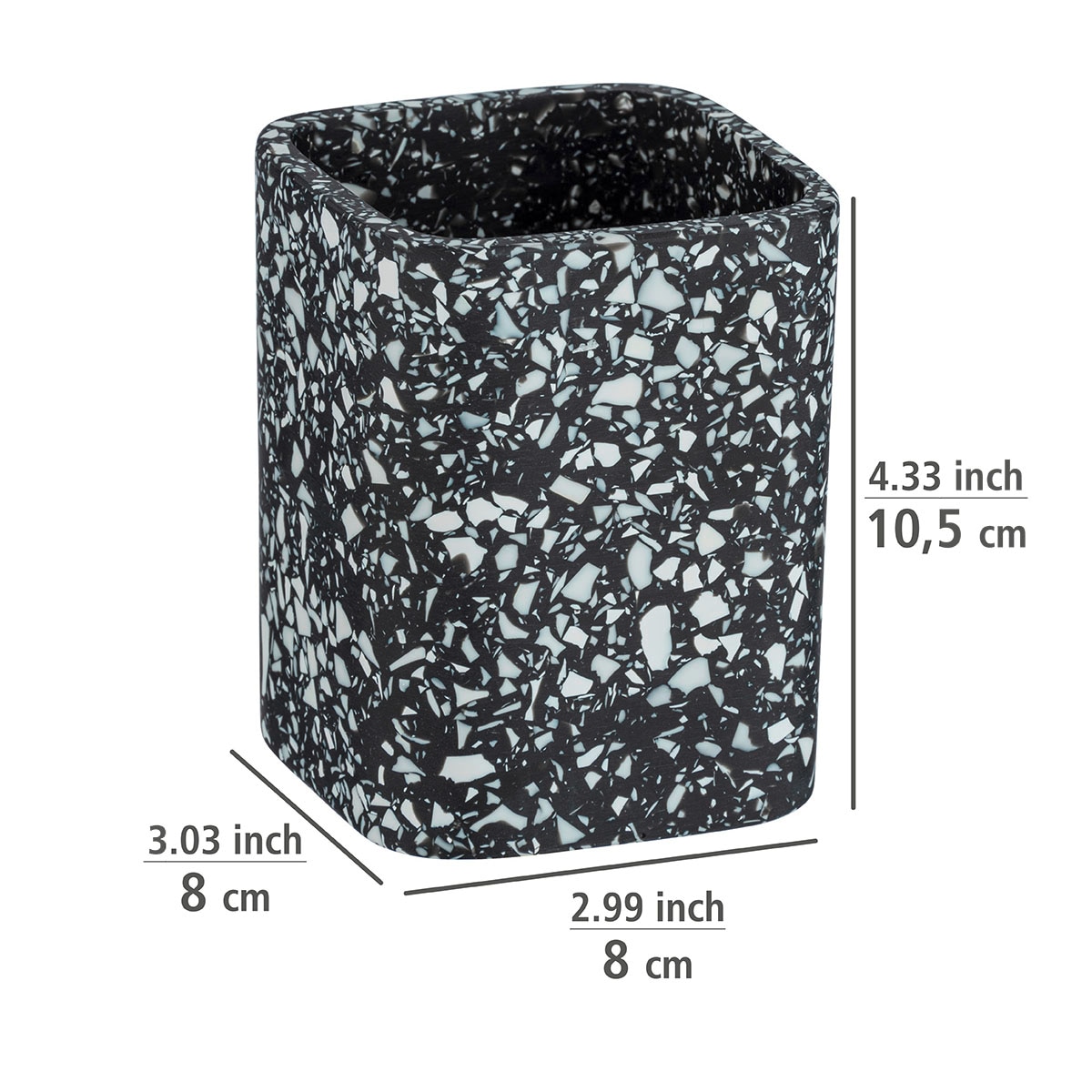 WENKO Zahnputzbecher »Terrazzo«, schwarz, aus Polyresin gefertigt