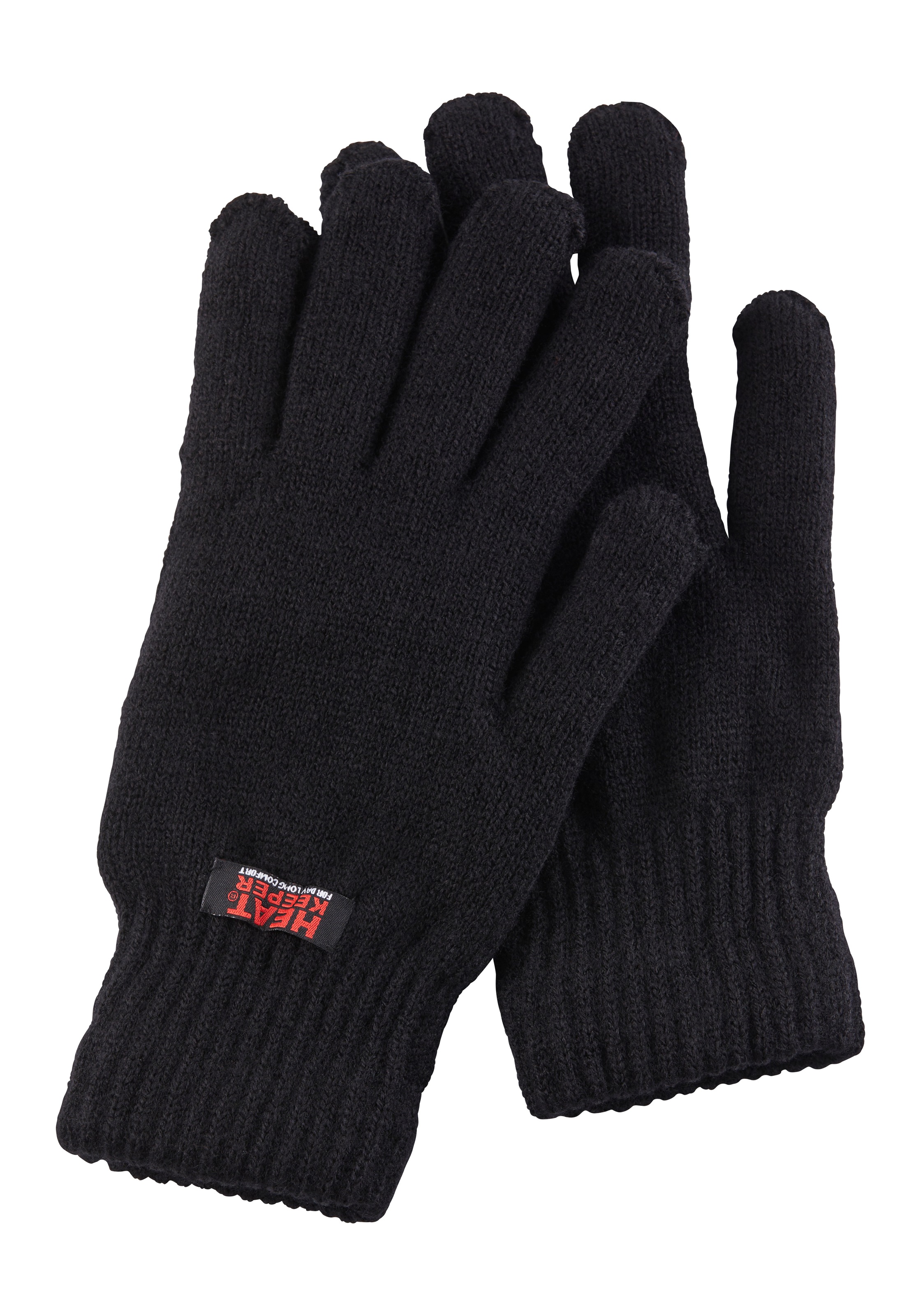 HEATKEEPER Strickhandschuhe Thermohandschuhe mit elastischem Bündchen schwarz