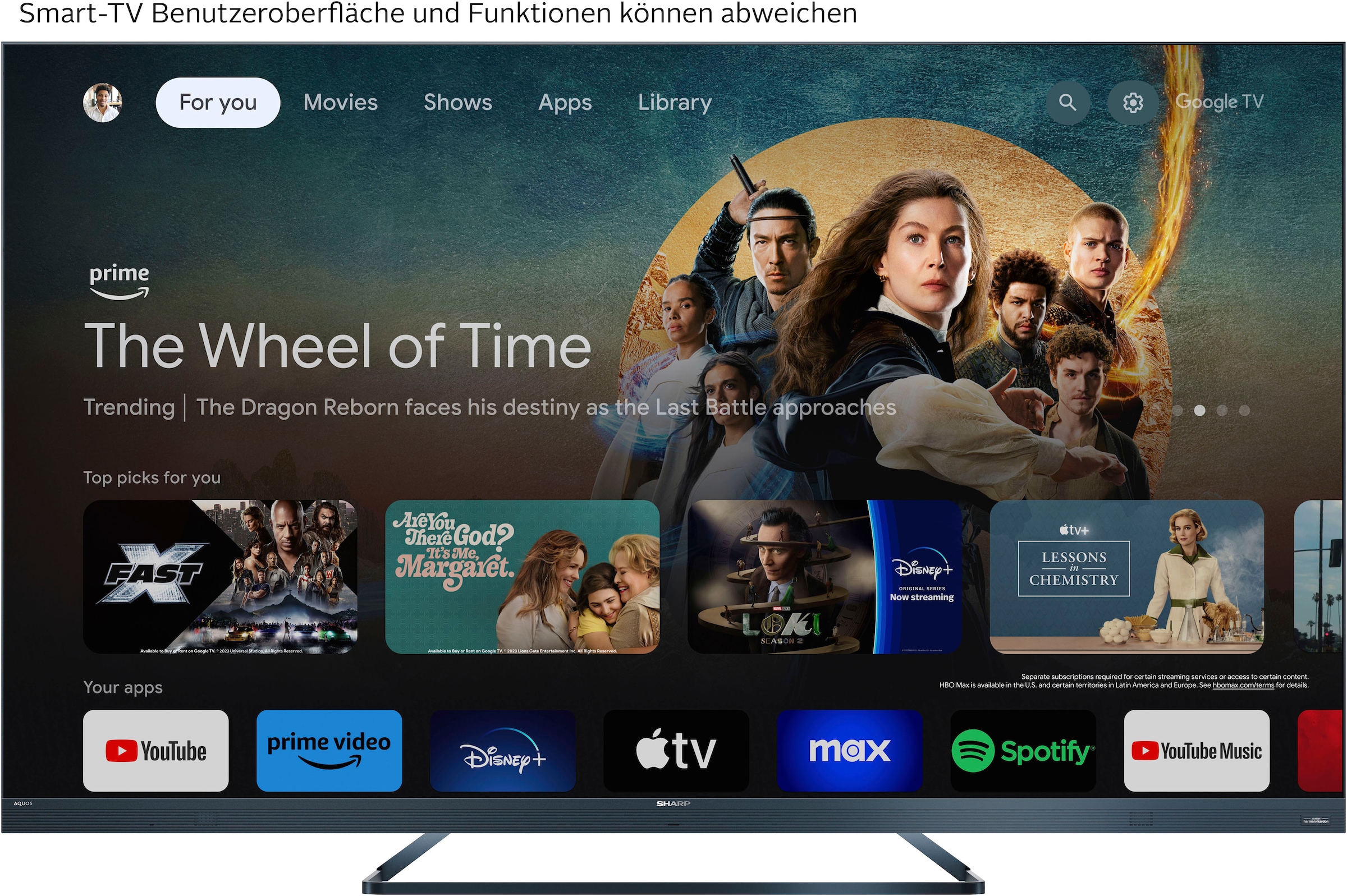 Sharp LED-Fernseher »4T-C65FQx«, 4K Ultra HD, Google TV, Quantum Dot, QLED, Dolby Atmos, Dolby Vision, HDMI 2.1 mit eARC