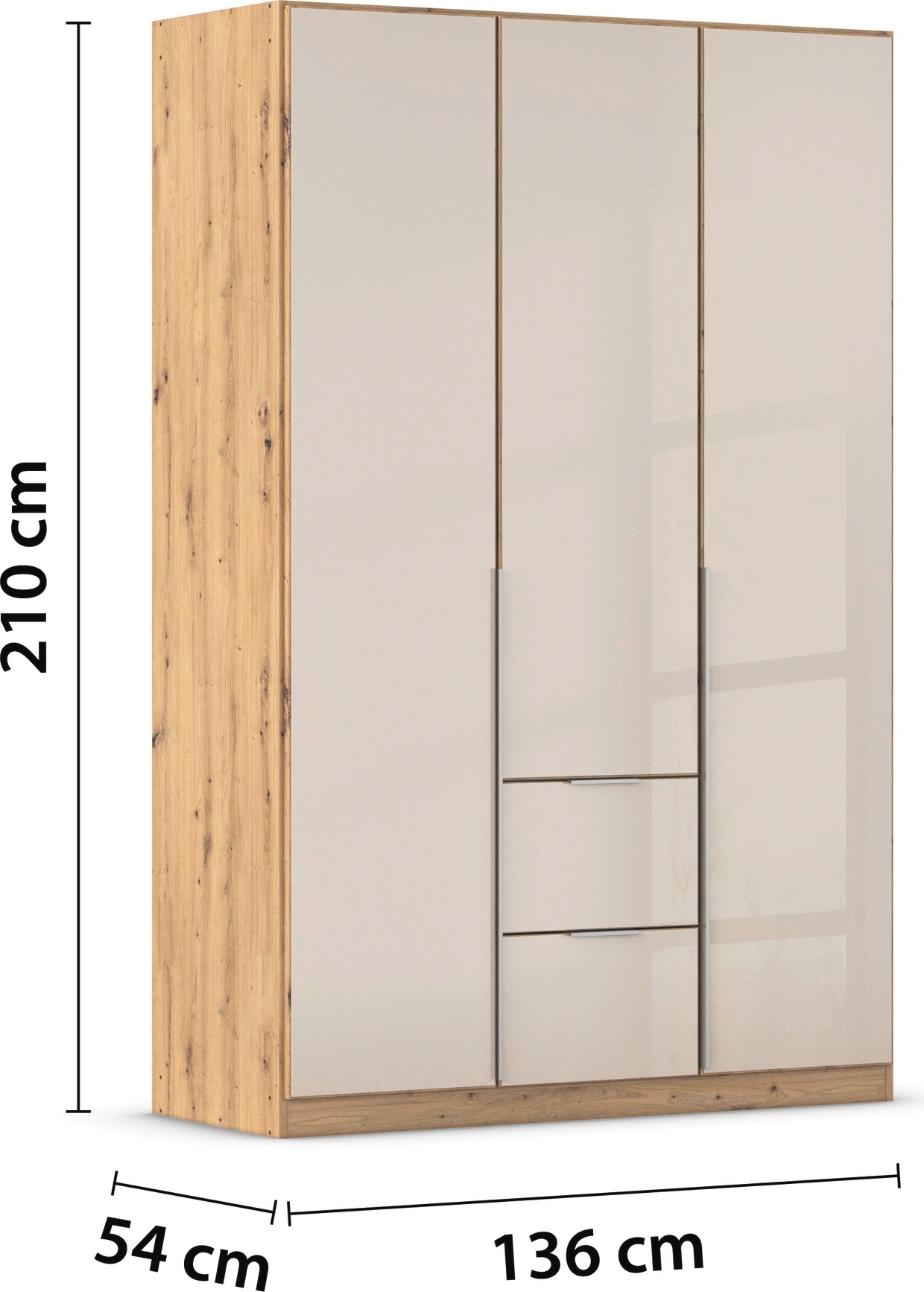 rauch Drehtürenschrank »Kleiderschrank Kleiderschränke Schrank Garderobe AGORDO mit Glasfront«, (in zwei Griff-Farben mit Glasfront), mit Außenschubkästen, in 6 Breiten und 2 Höhen MADE IN GERMANY