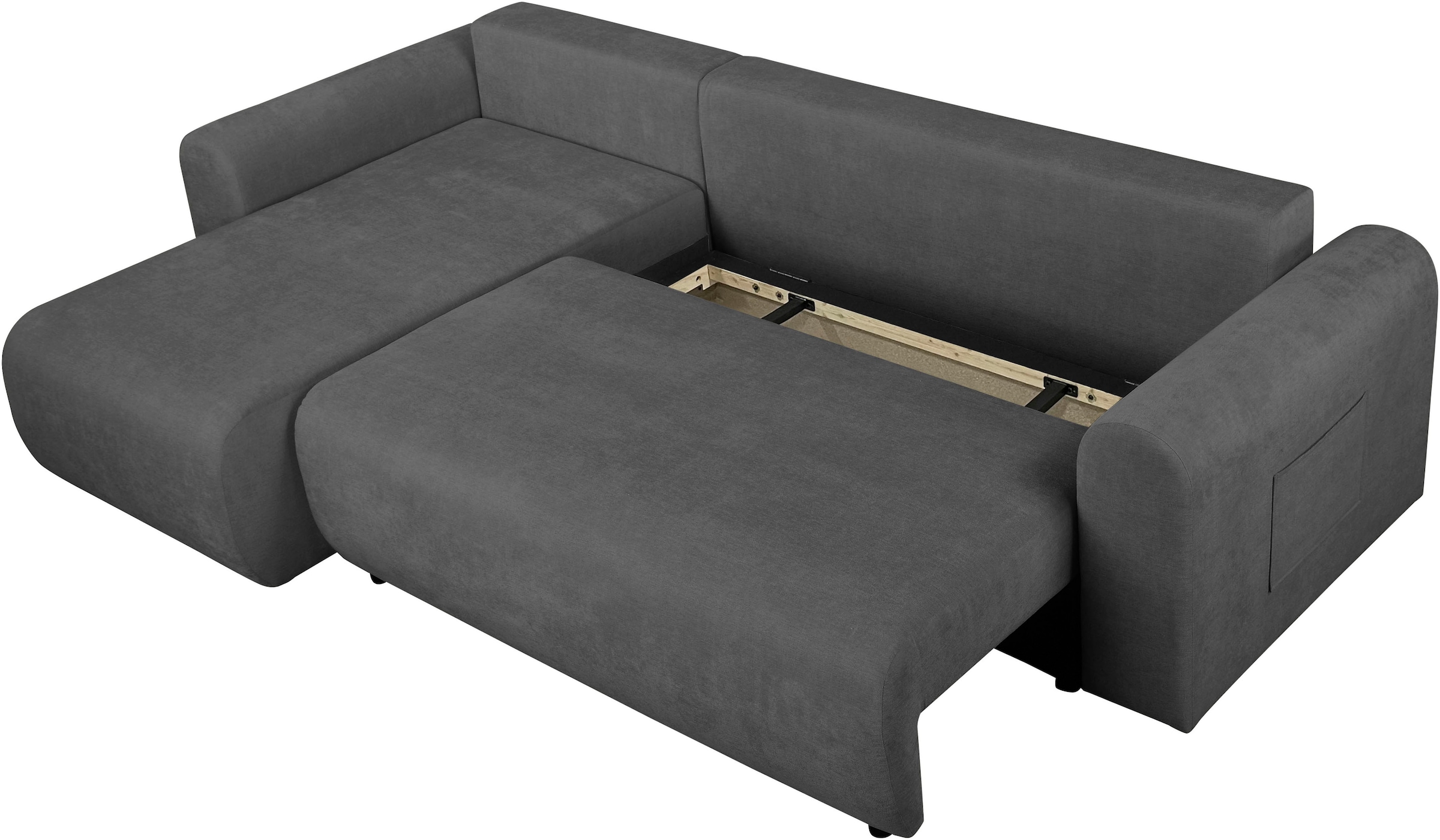 OTTO home Ecksofa »JONAA L-Form, 241cm - OTTO. Verlässliche Qualität.« 133/200cm, Recamiere links/rechts, Bettkasten, Cord u. Struktur