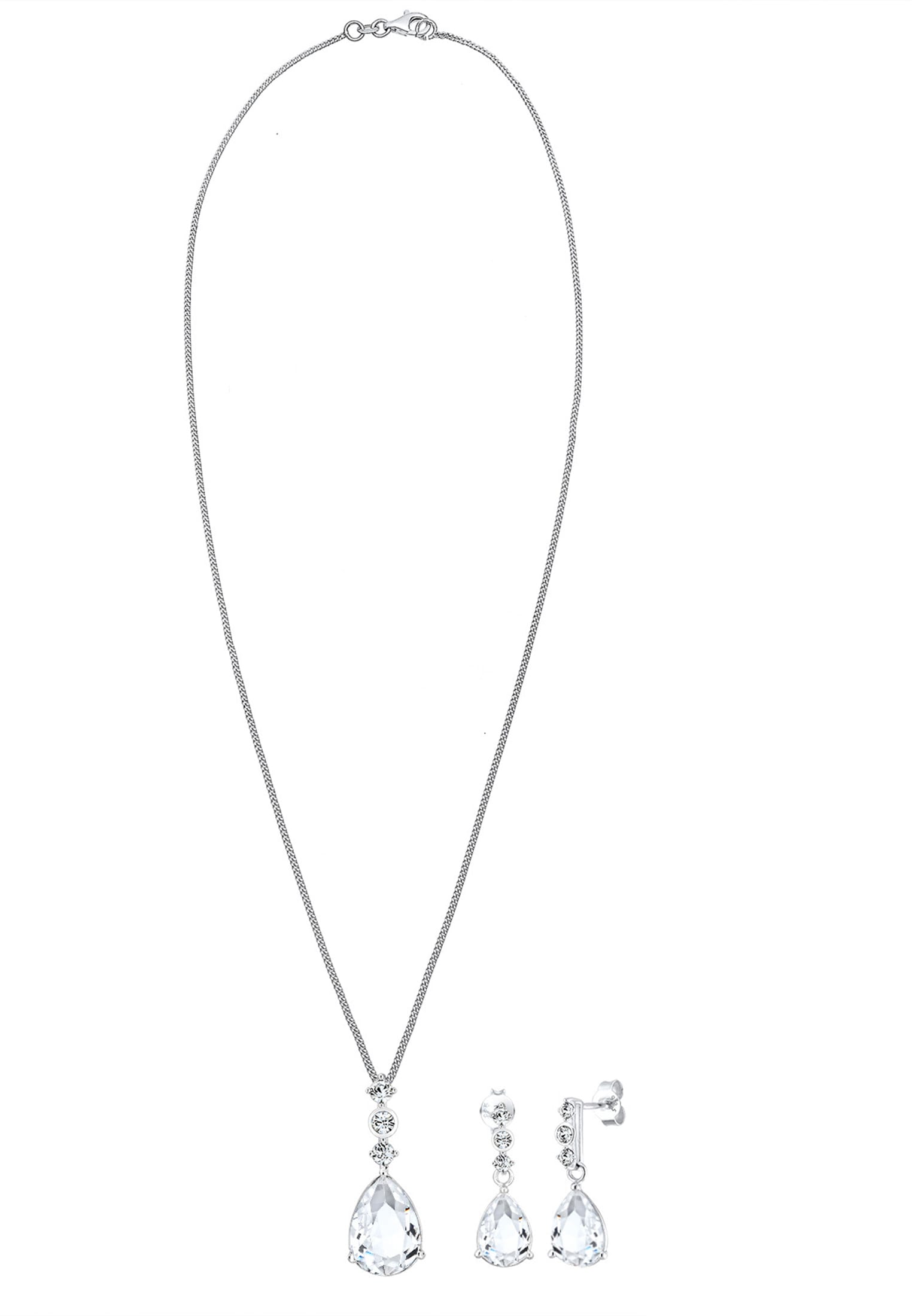 Elli Premium Schmuckset »Tropfen Weiß 925 Silber, mit Kristallen von Swarovski®« ()