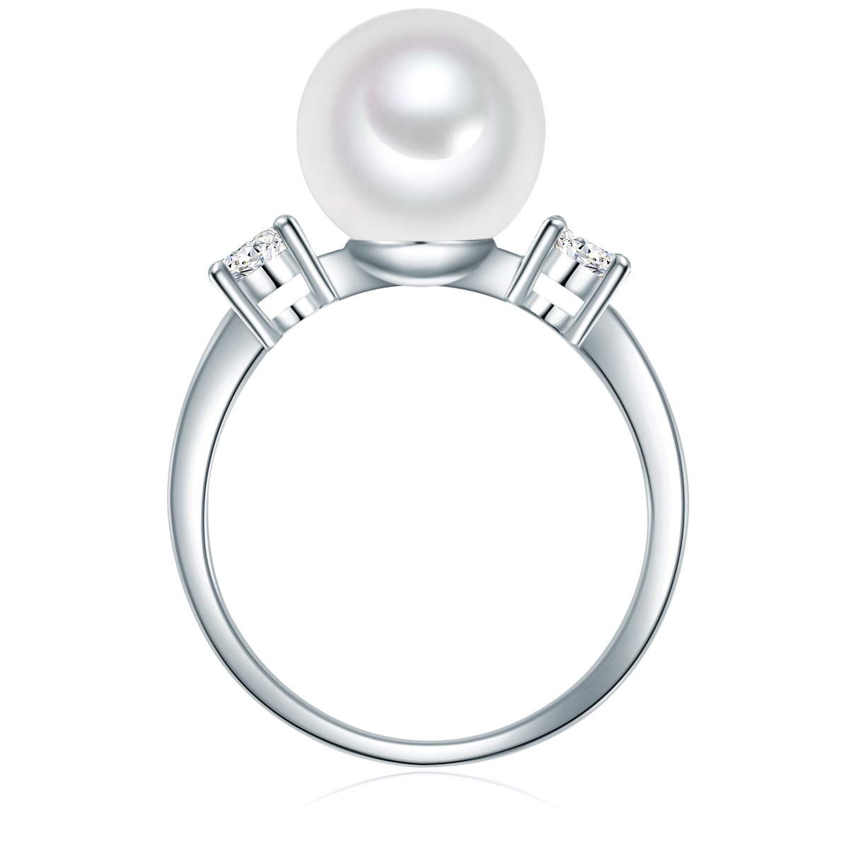 Rafaela Donata Perlenring »RD432«, (1 tlg.), Ring Sterling Silber Muschelkernperle weiß Zirkonia weiß