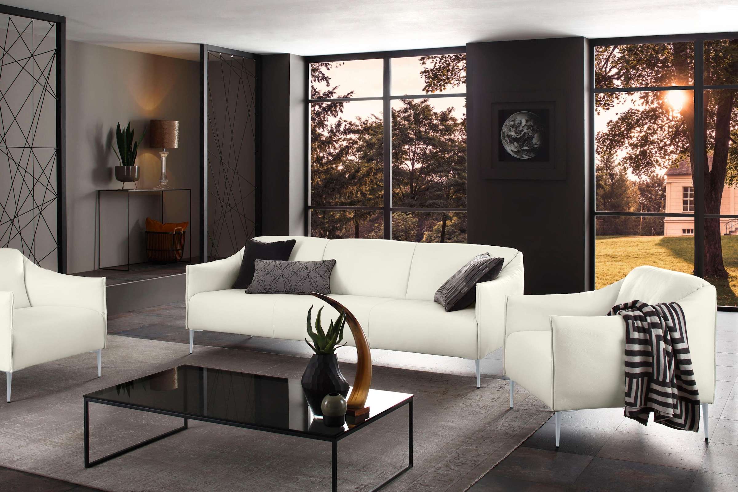W.SCHILLIG 3-Sitzer »sally«, mit Metallfüßen in Silber matt, Breite 224 cm