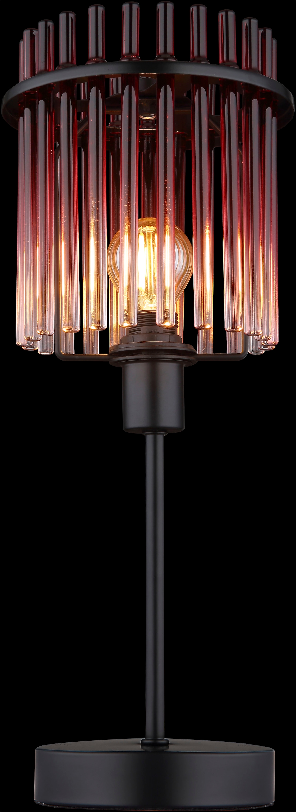 GLOBO LIGHTING Tischleuchte »GORLEY« E14 1 Stk. Tischlampe Glasstäbe brombeerfarben klar verlaufend elegant