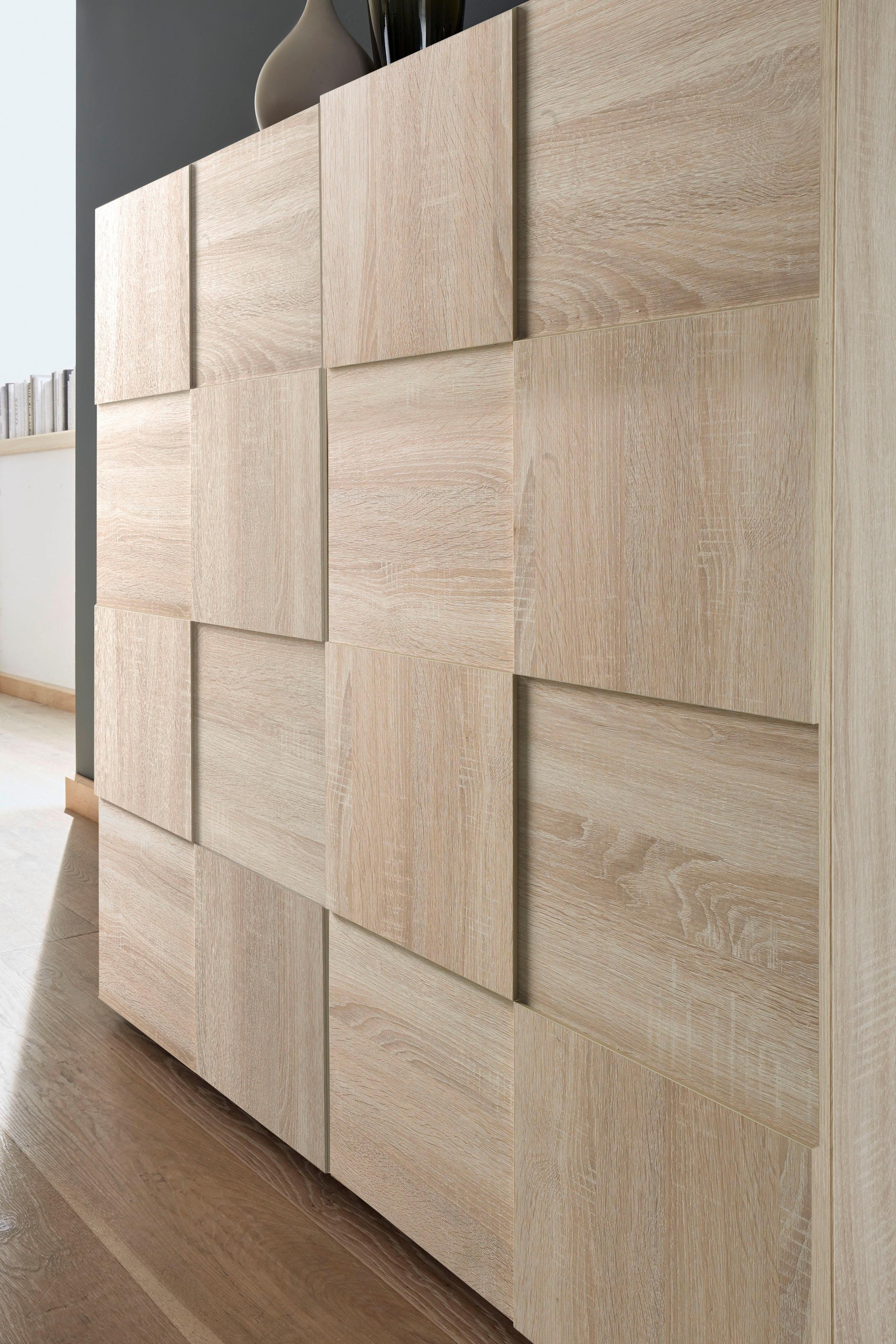 INOSIGN Highboard »Dama Höhe 111 cm, Breite 121 cm, Kommode 2 Türen, Hochkommode«, Front in 3D-Optik, viel Stauraum, verschiedene Farben
