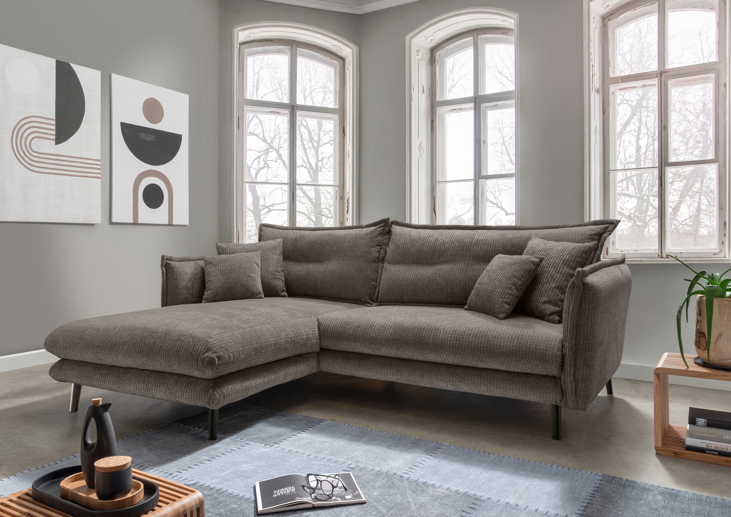 Home affaire Ecksofa »Lazio modernes Design, bequem, schmale Armlehnen, OTT günstig online kaufen