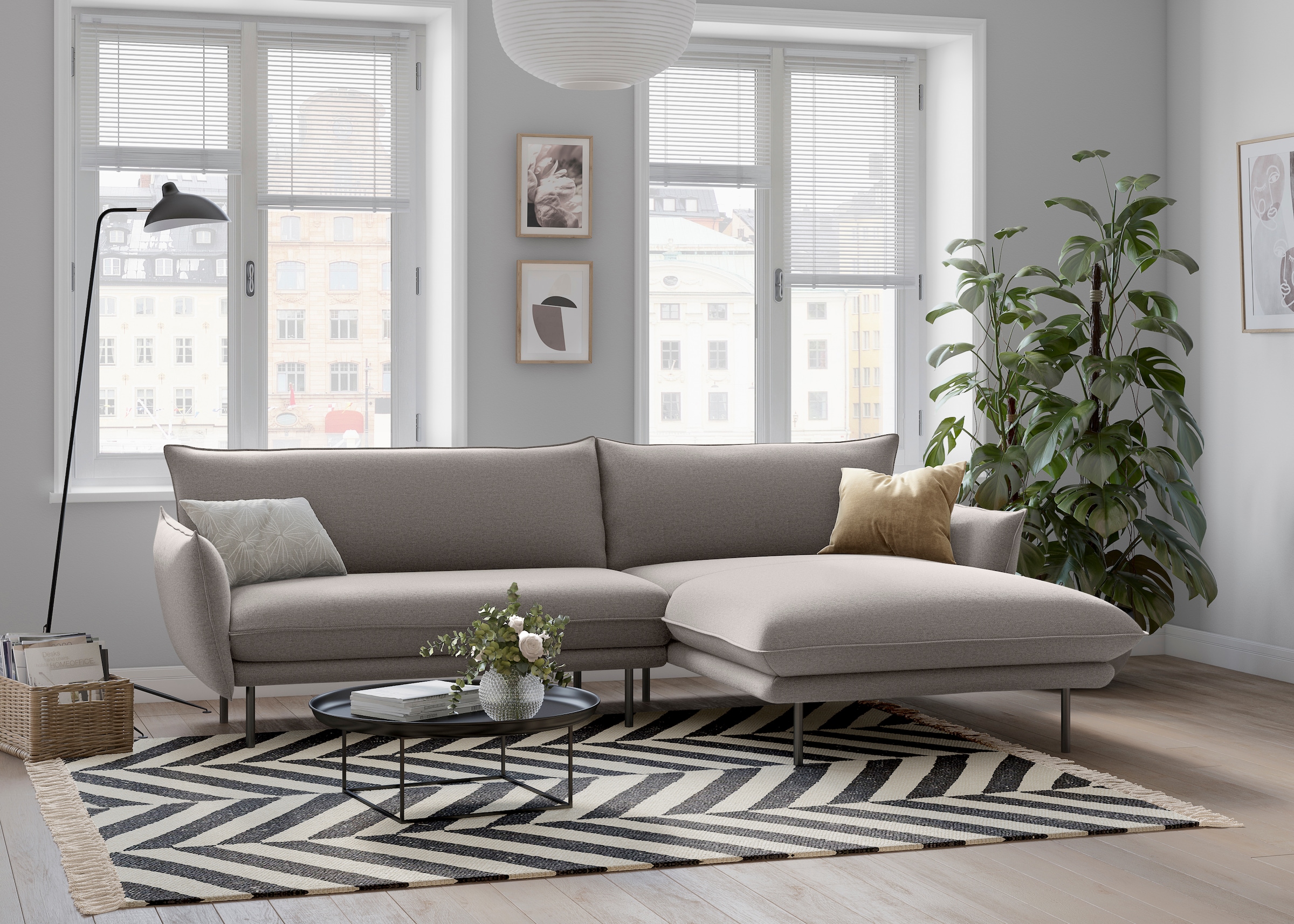 andas Ecksofa »Stine L-Form«, Besonderes Design durch Kissenoptik und Keder, by Morten Georgsen