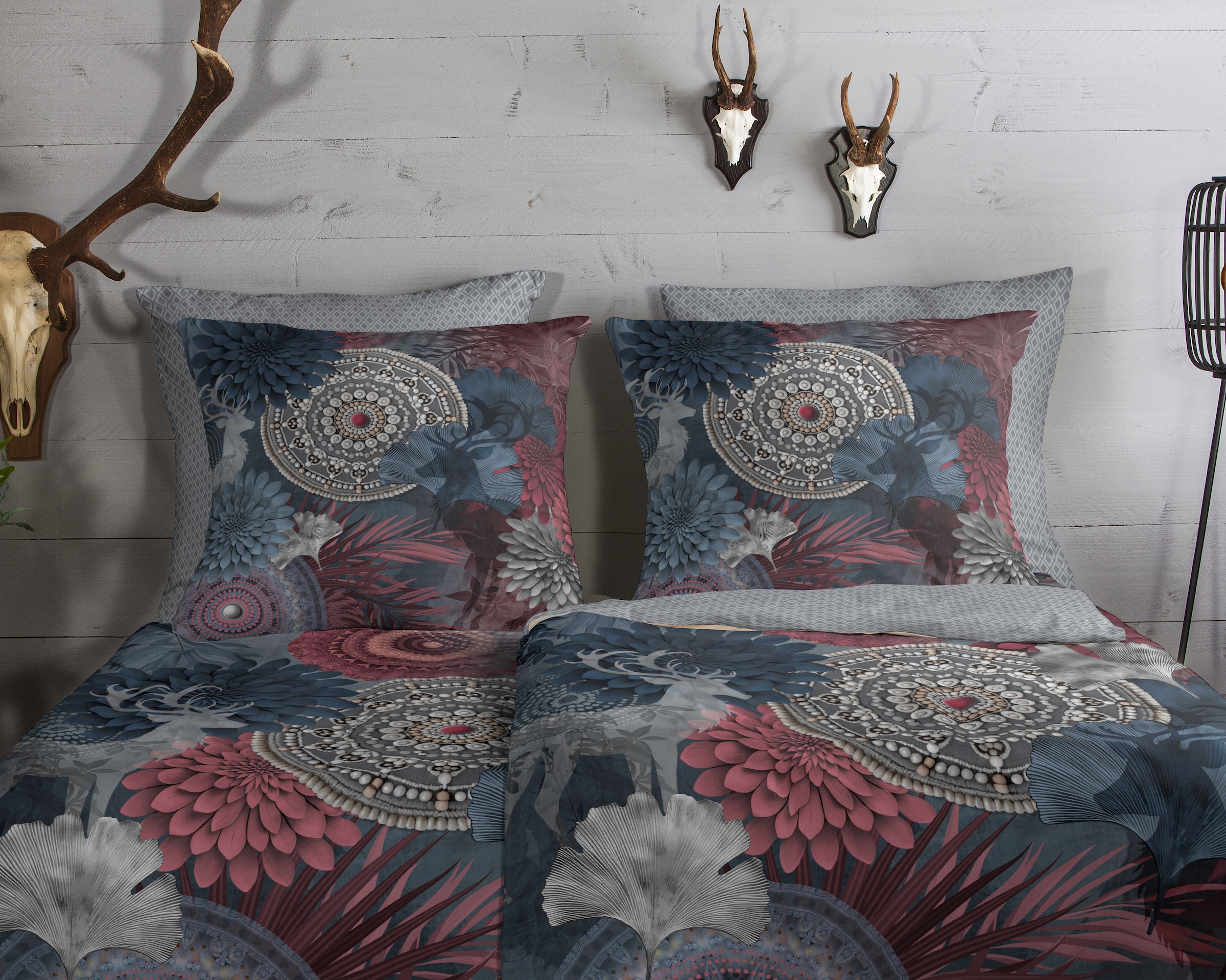 hip Wendebettwäsche »Makenna« 2 Stk. tlg. Flanell, Biber, Winter, Warm, Reißverschluss, Wende, Mandala, Hirsch